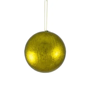 100MM Metallic Ball Ornament: Moss Green Brushed