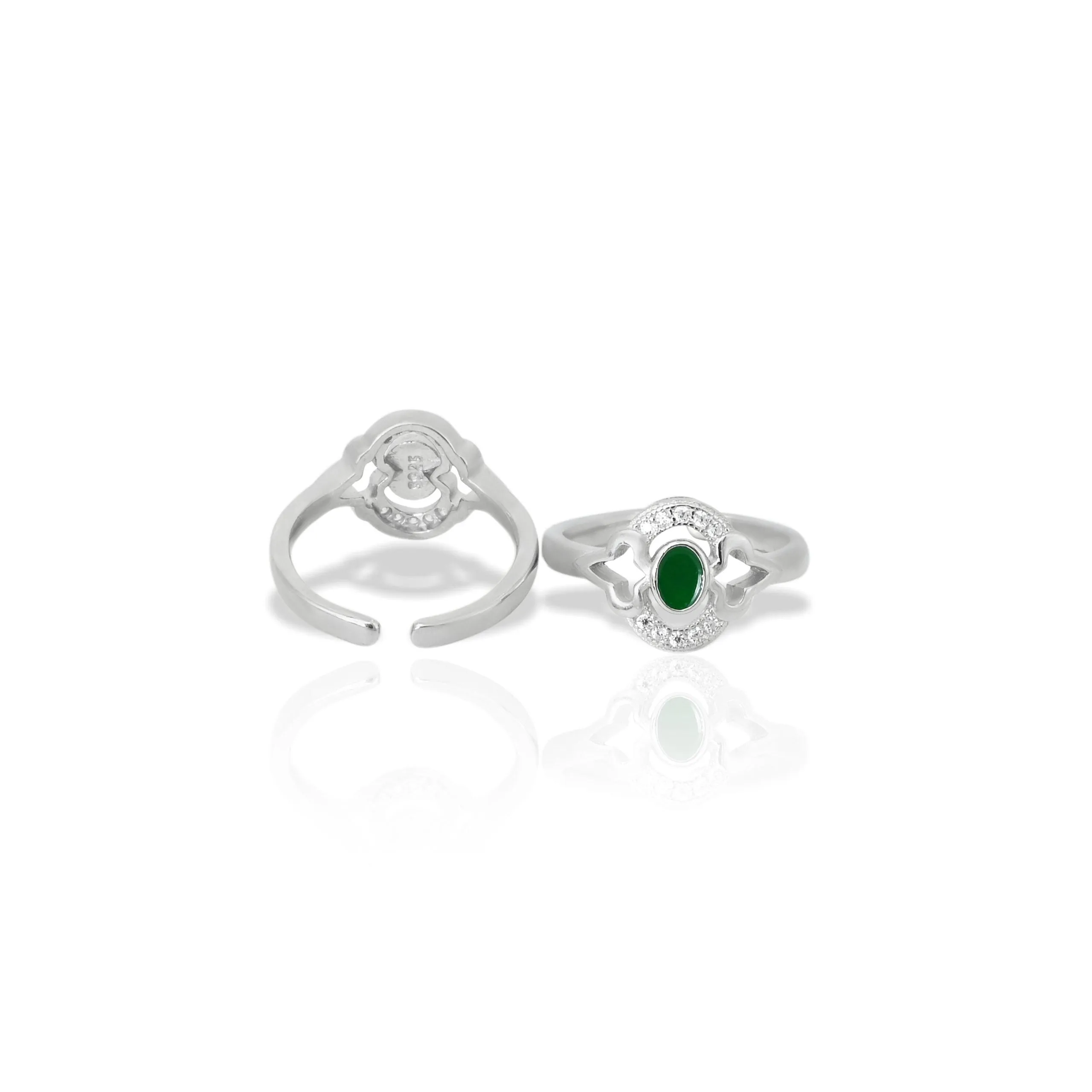 925 Silver Green Heritage Toe Rings