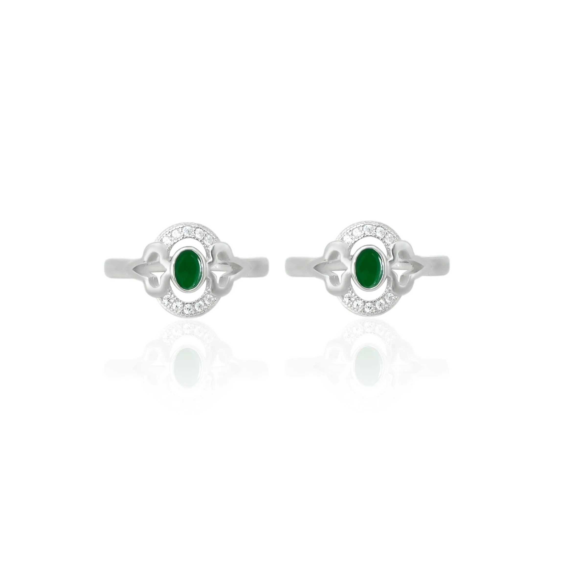 925 Silver Green Heritage Toe Rings
