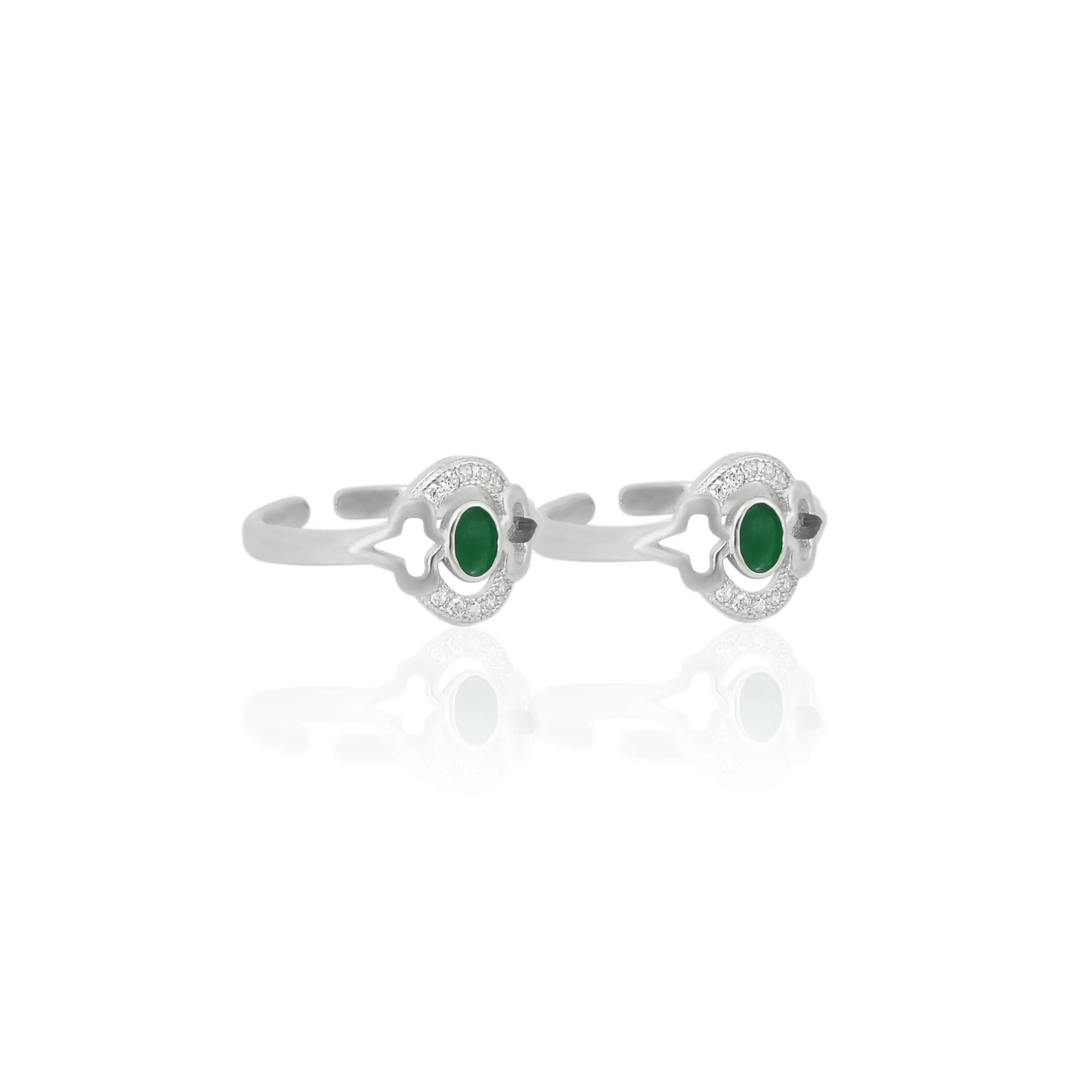 925 Silver Green Heritage Toe Rings