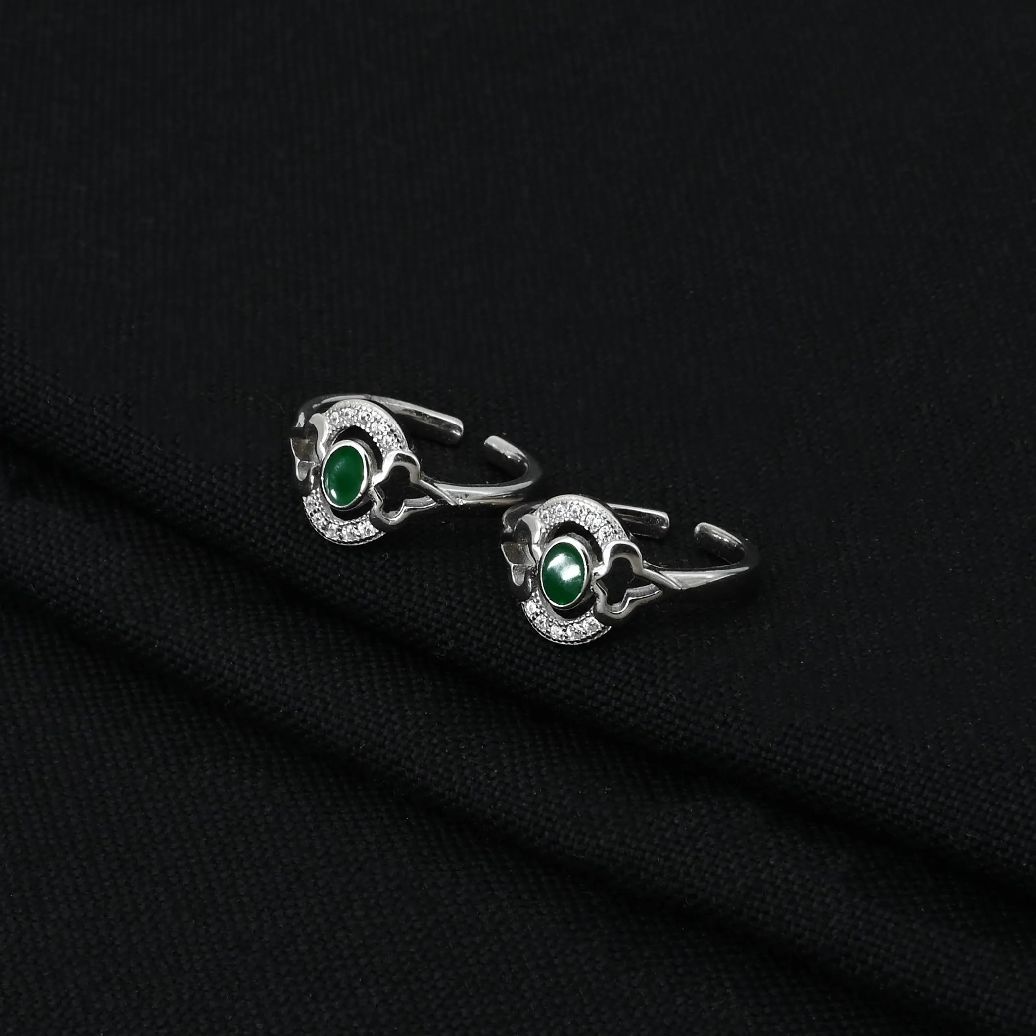 925 Silver Green Heritage Toe Rings