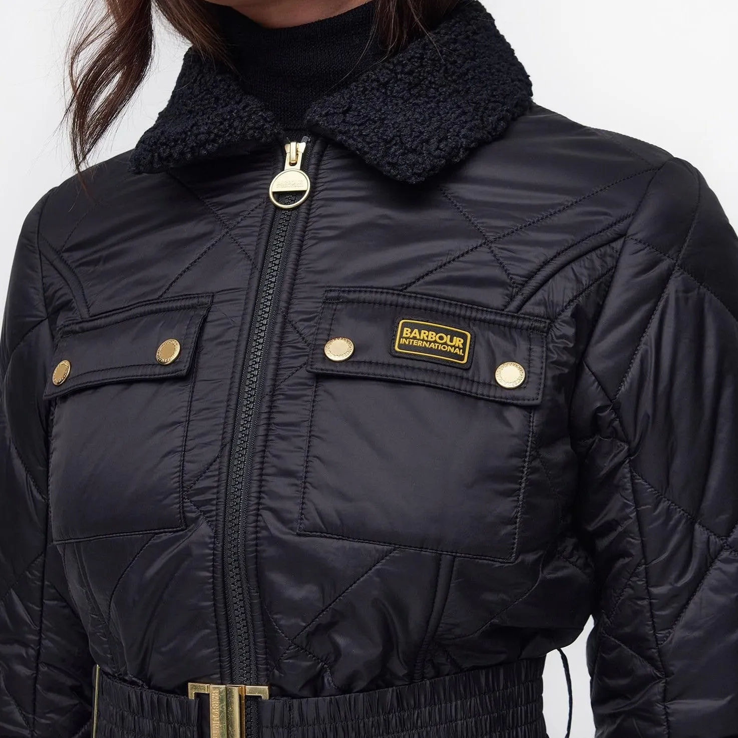 Barbour International Galaxy Quilted Jacket in Black