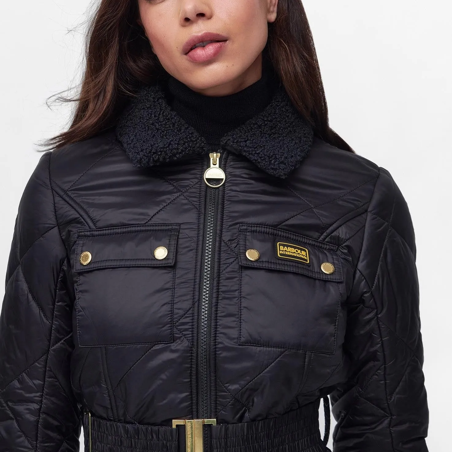 Barbour International Galaxy Quilted Jacket in Black