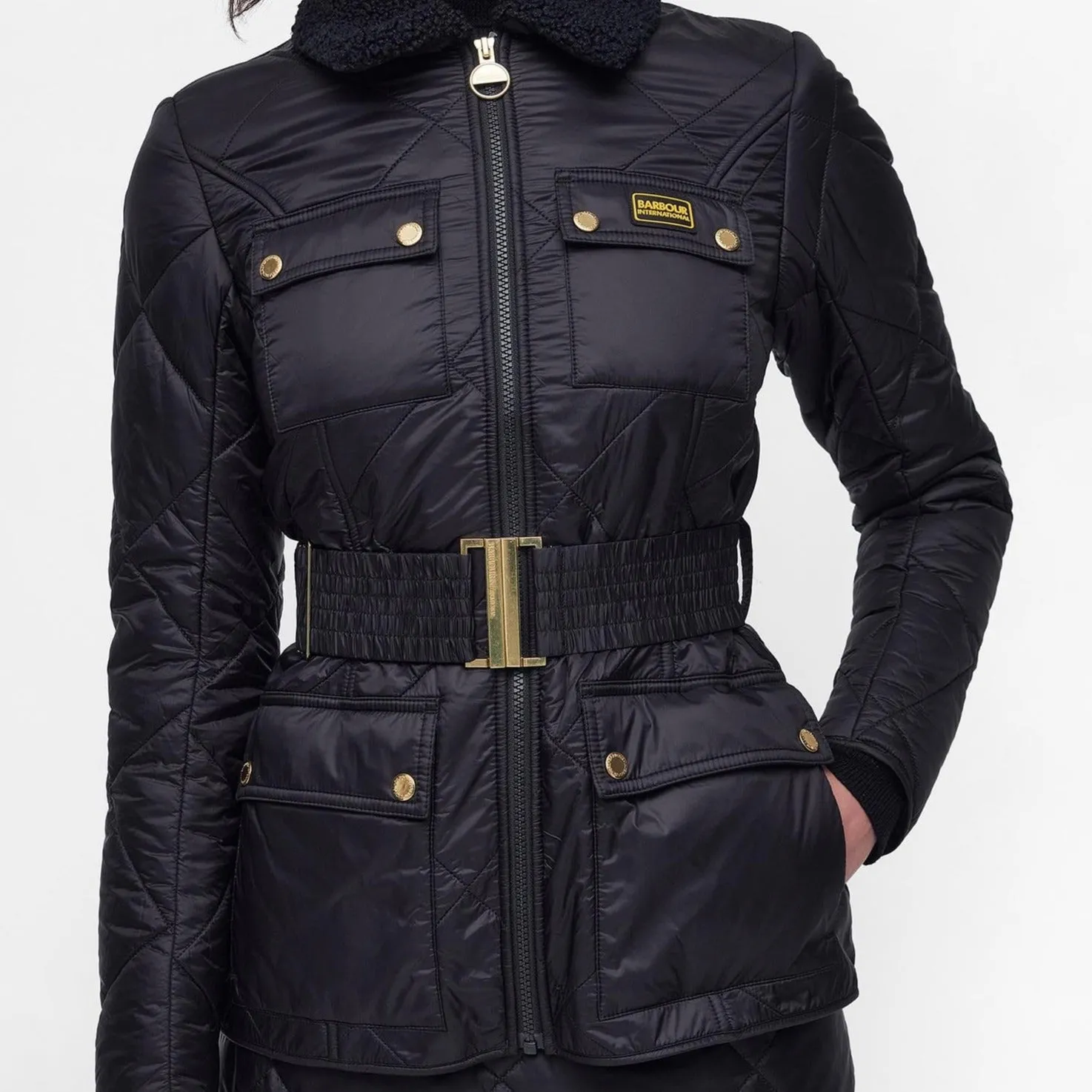 Barbour International Galaxy Quilted Jacket in Black