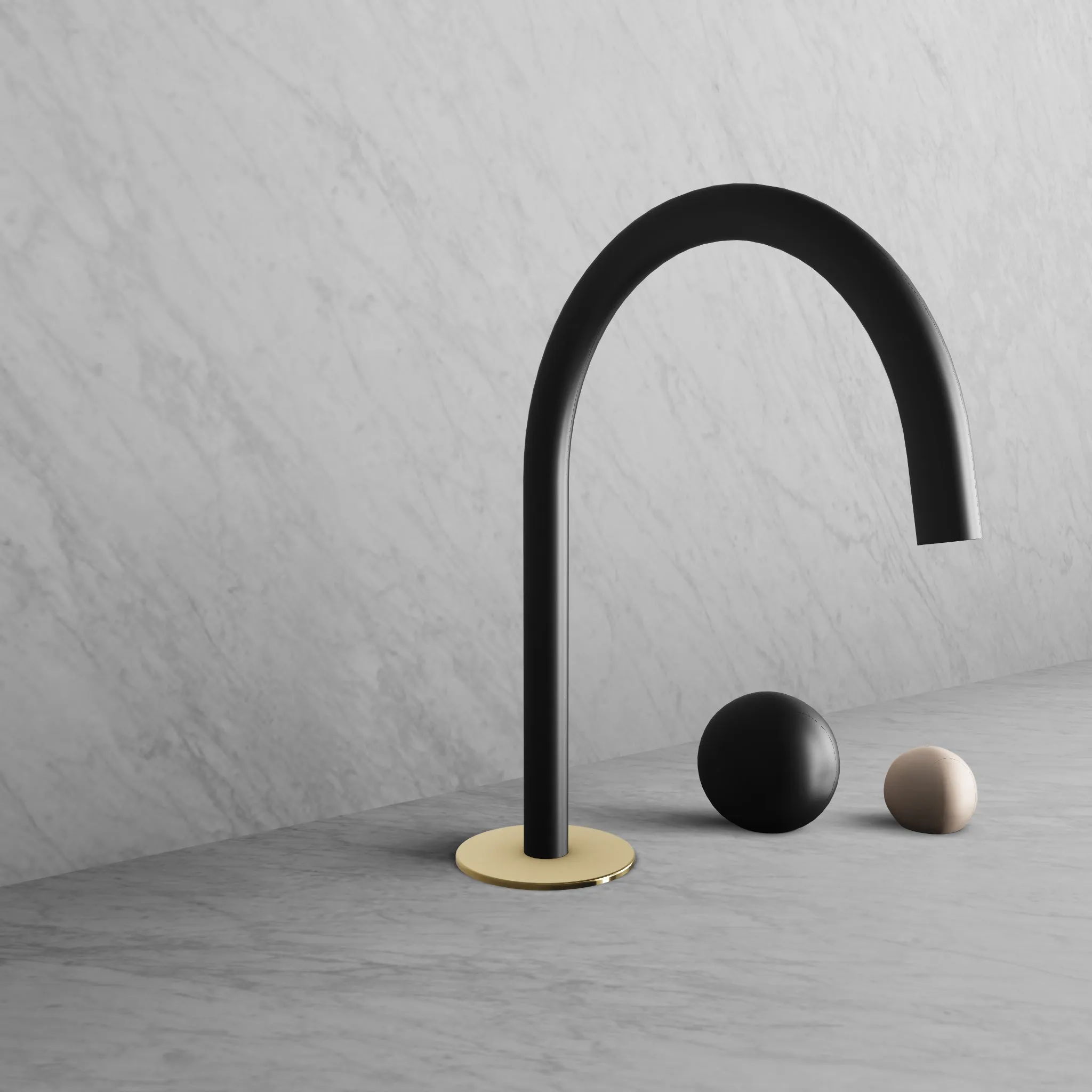 BARiL B35-8100-00L-KJ-100 Wall-Mounted Lavatory Faucet Spout With Deck Mounted Handles