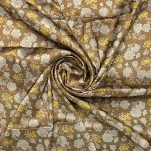 Beautiful Floral Vine Over Brown Base Digital Printed Fabric