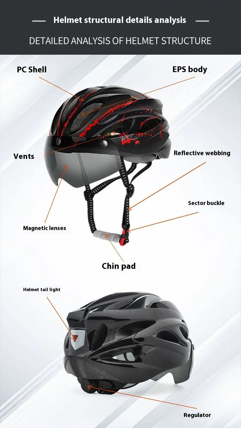 Bicycle Riding Protective Helmet Belt Goggles