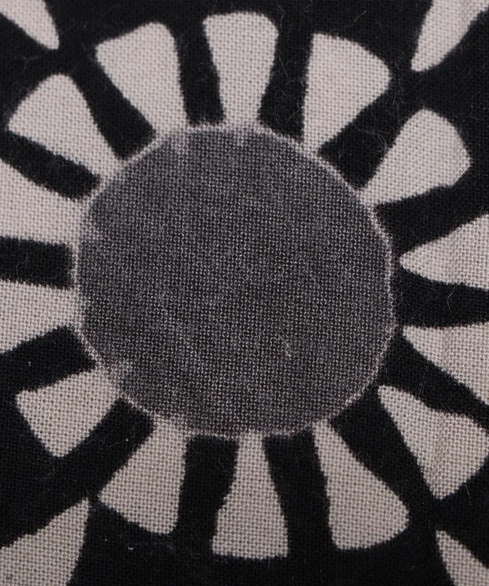 Black Colour Monochrome Geometry Print Rayon Fabric