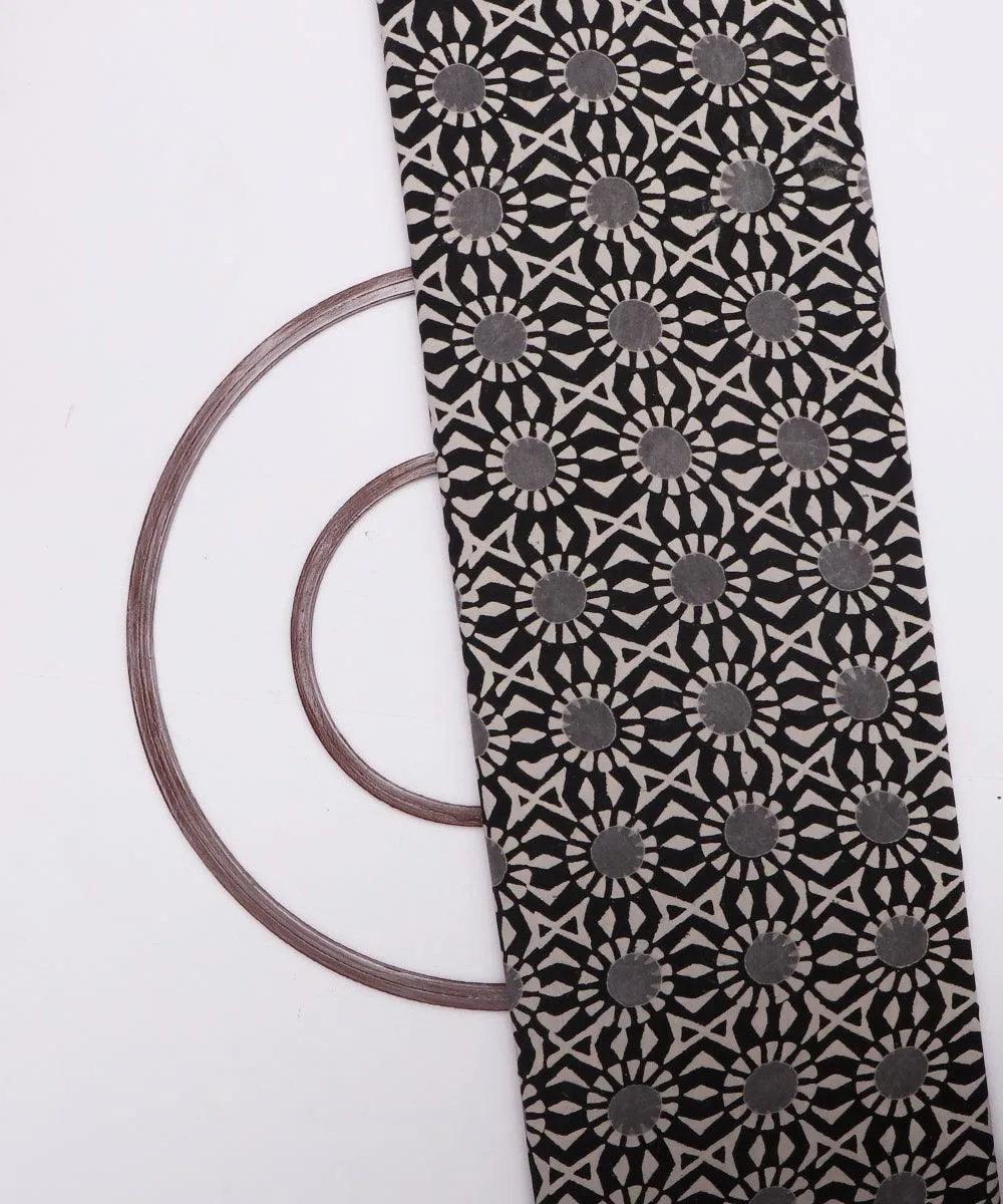 Black Colour Monochrome Geometry Print Rayon Fabric