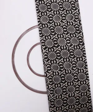 Black Colour Monochrome Geometry Print Rayon Fabric