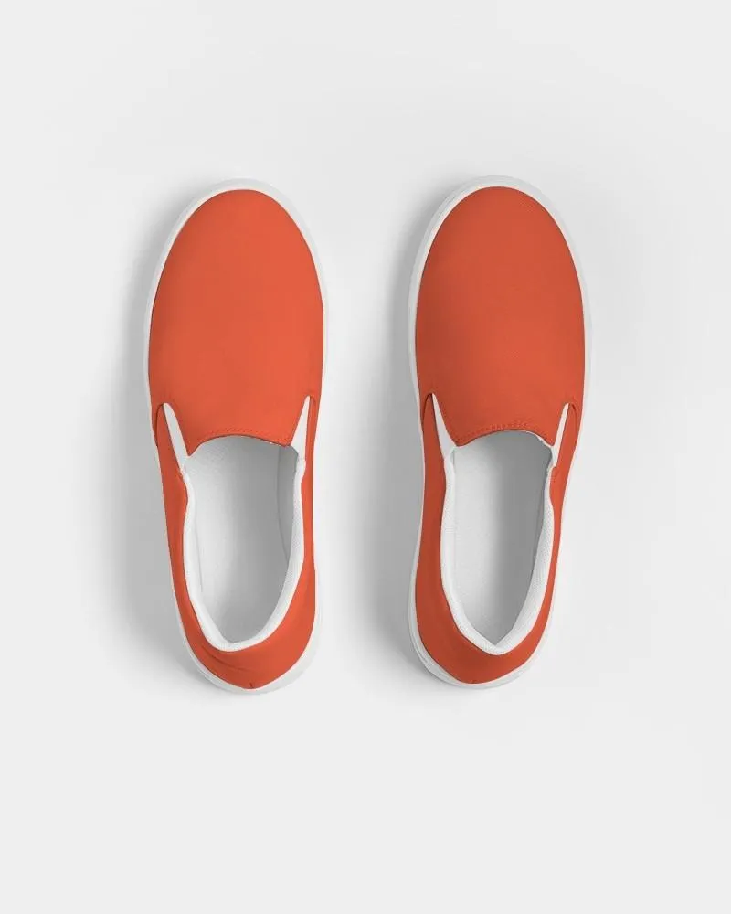 Bright Red Orange Slip-On Canvas Sneakers | Men's | Bright Pure Red Orange | C0M88Y100K0