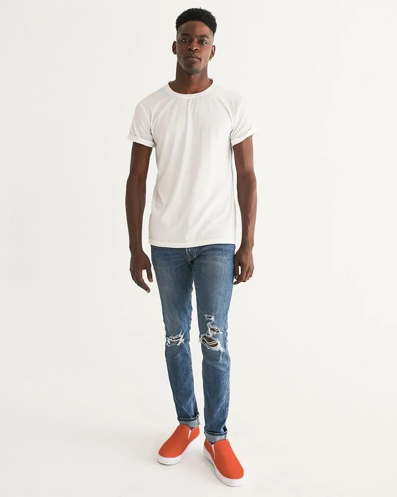 Bright Red Orange Slip-On Canvas Sneakers | Men's | Bright Pure Red Orange | C0M88Y100K0