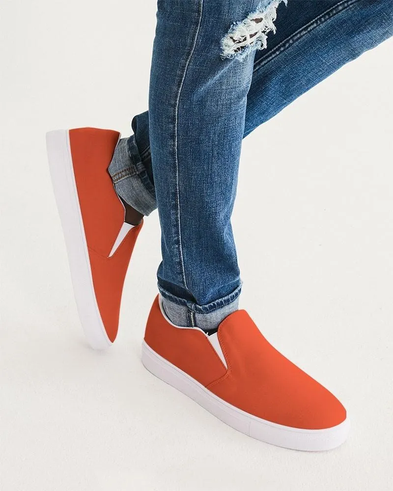 Bright Red Orange Slip-On Canvas Sneakers | Men's | Bright Pure Red Orange | C0M88Y100K0