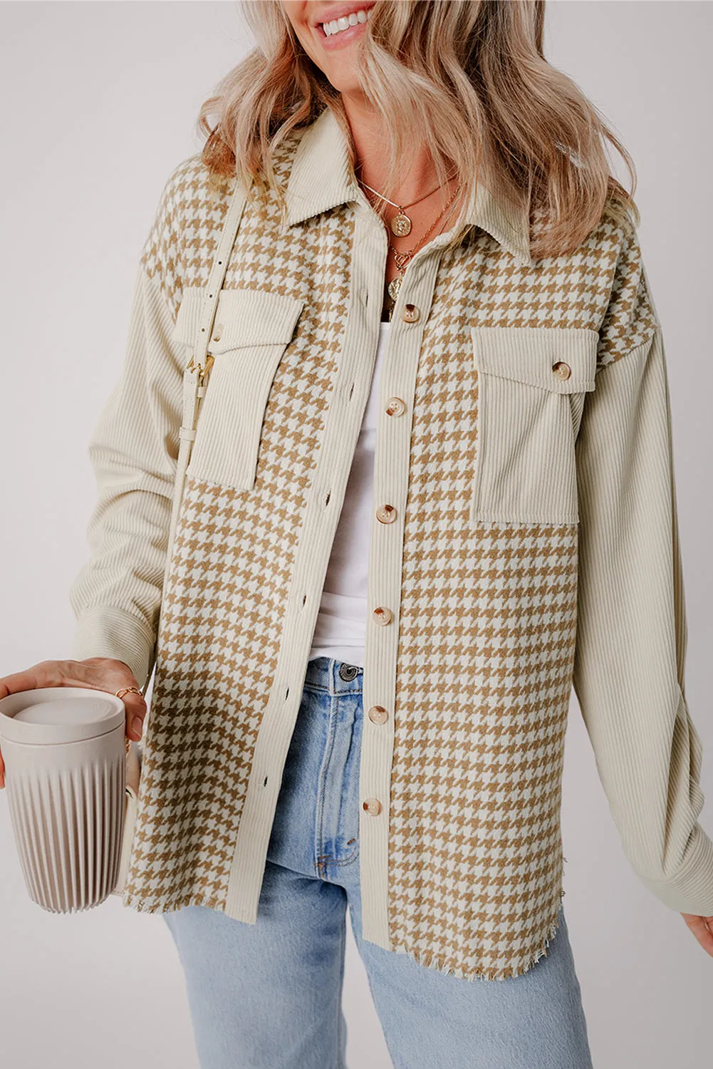 Casual Corduroy Button-Down Jacket for Women