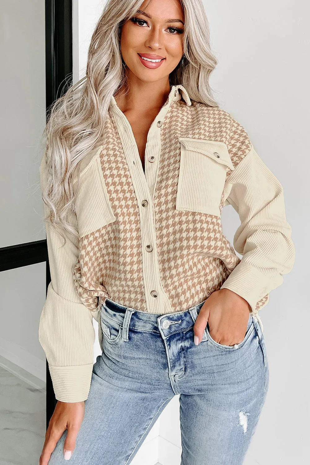 Casual Corduroy Button-Down Jacket for Women