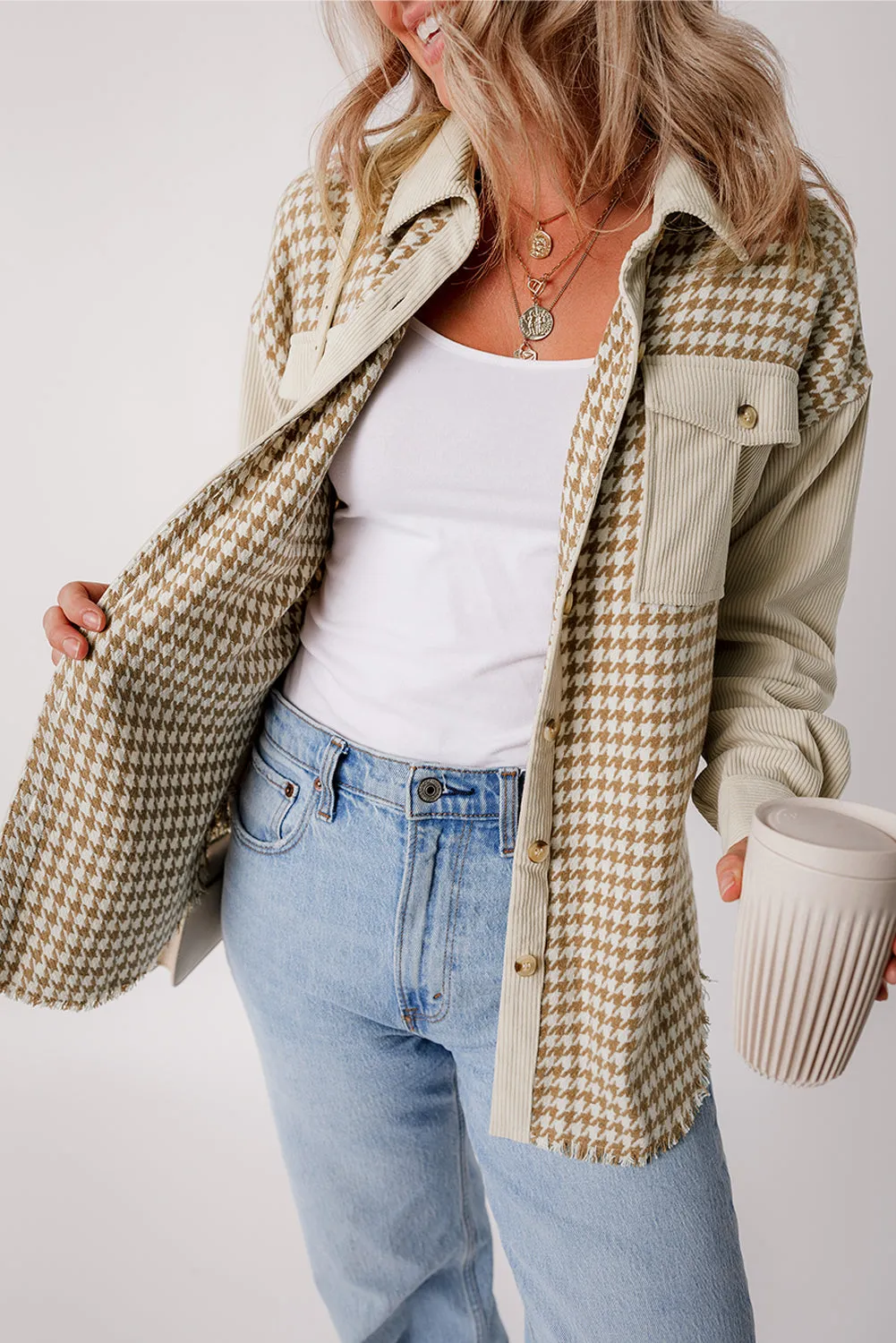 Casual Corduroy Button-Down Jacket for Women