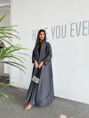 CLASSY DARK GRAY ABAYA #416