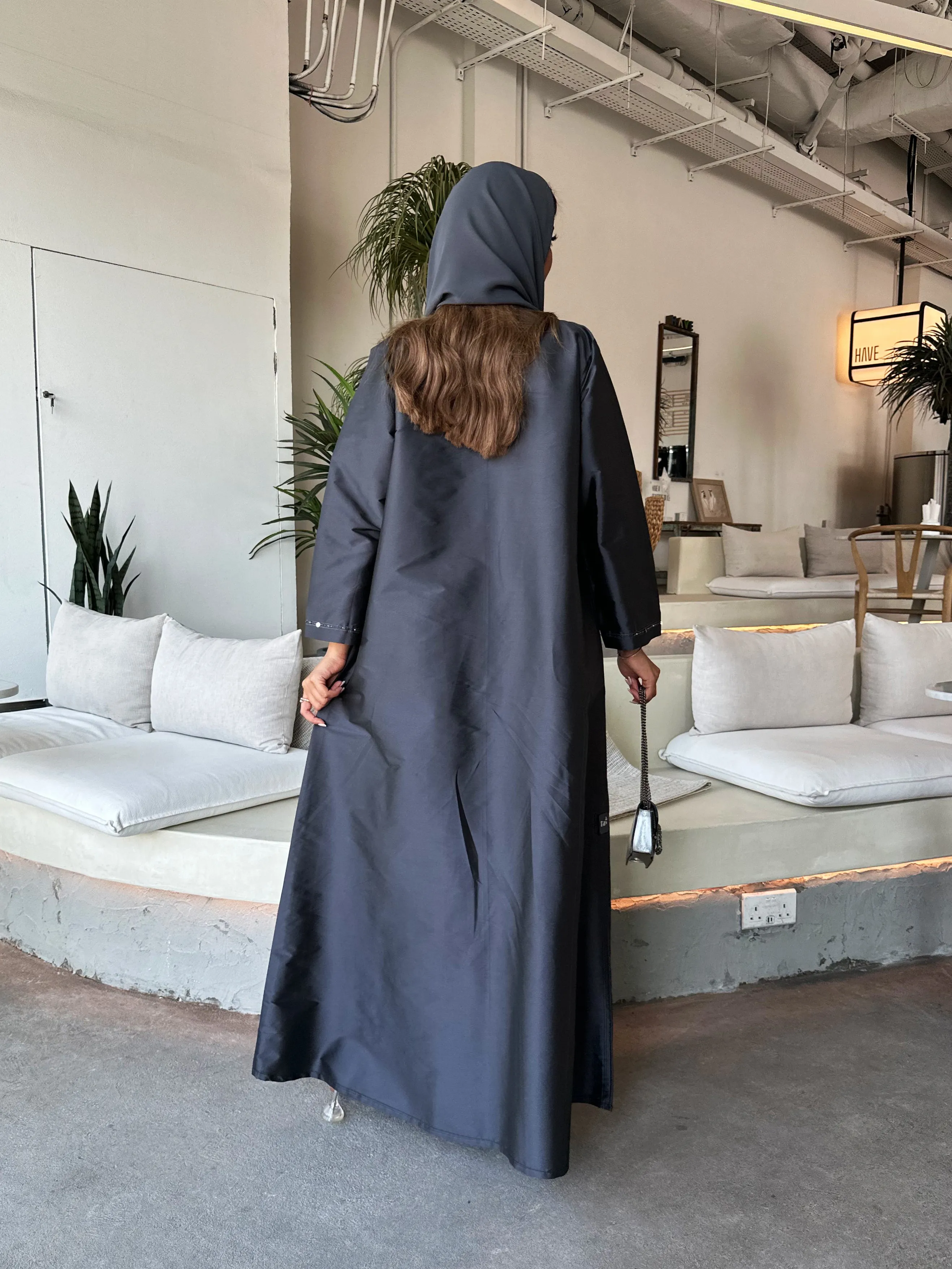 CLASSY DARK GRAY ABAYA #416