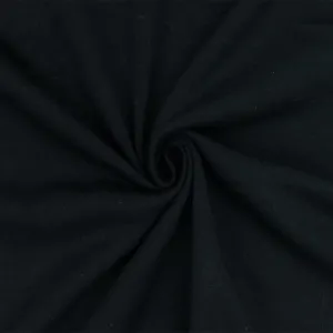 Cold Black-Gray Solid Stretch Brushed Terry Fleece Knit Fabric
