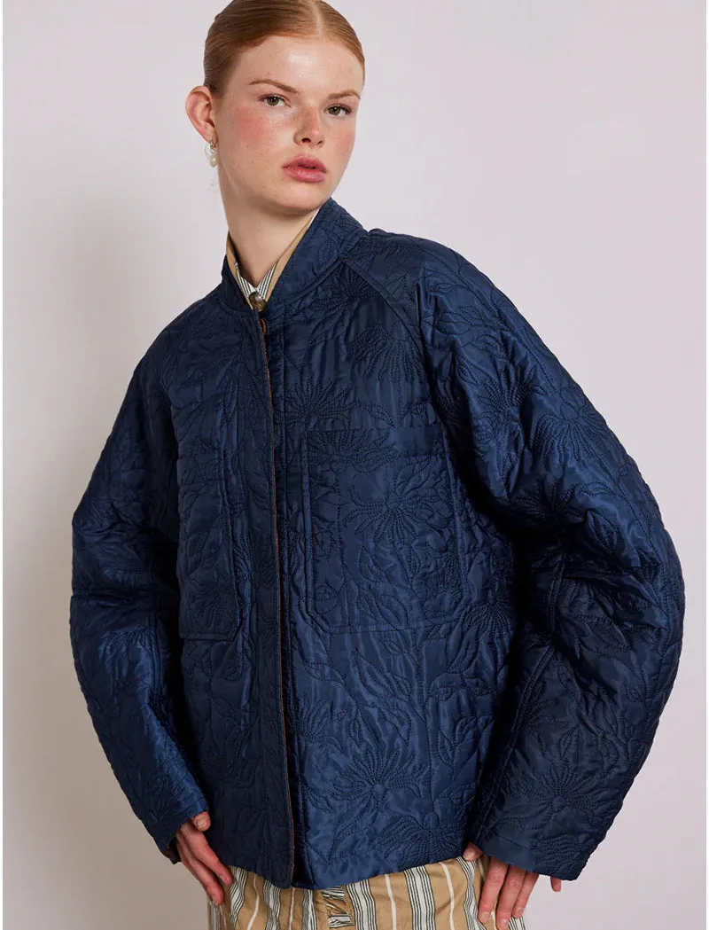 Damson Madder Womens Susie Quilted Reversible Bomber Navy