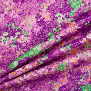 Deep Magenta Floral Metallic Silk Cloqué
