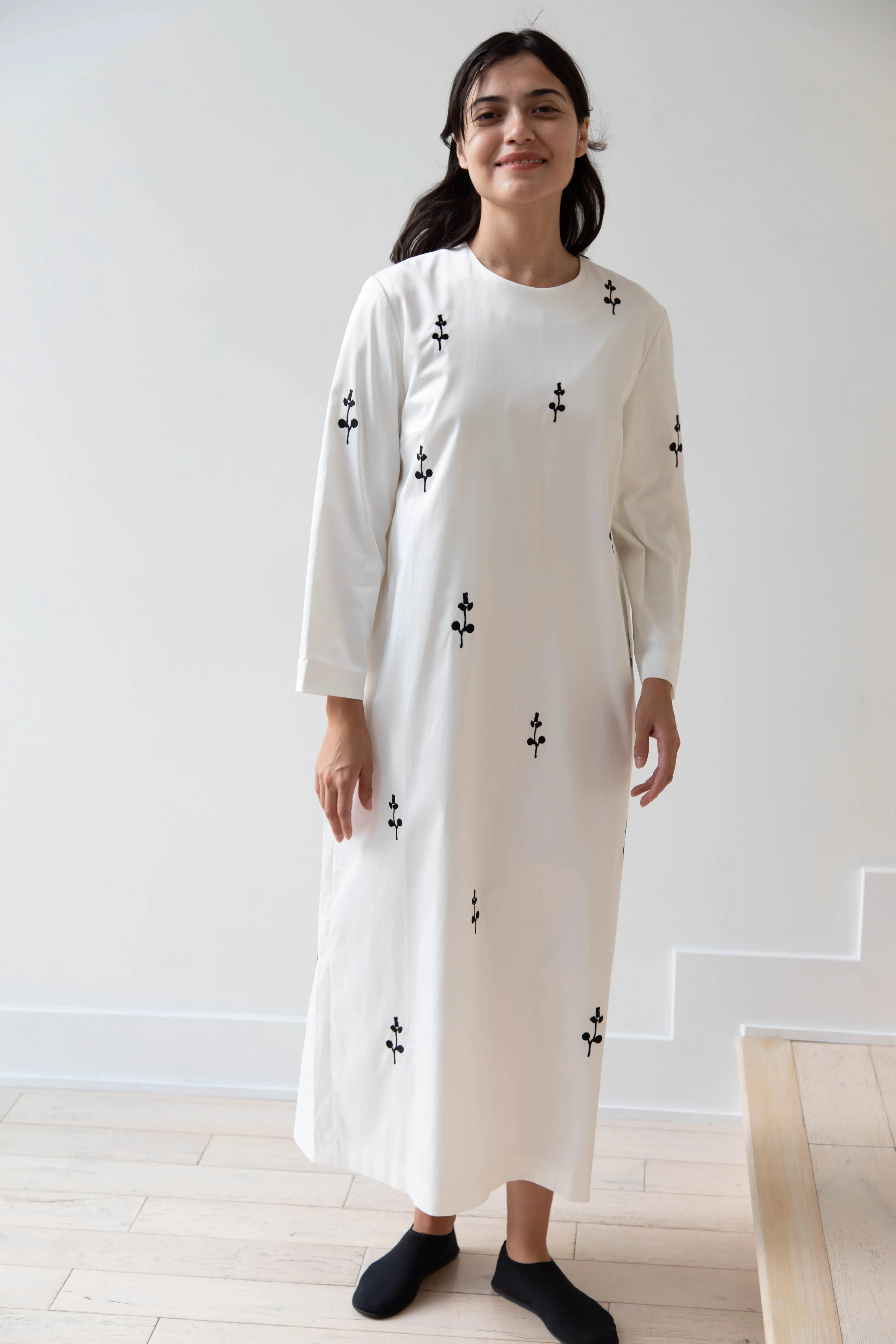 Delegan | Ivory Dress with Embroidery