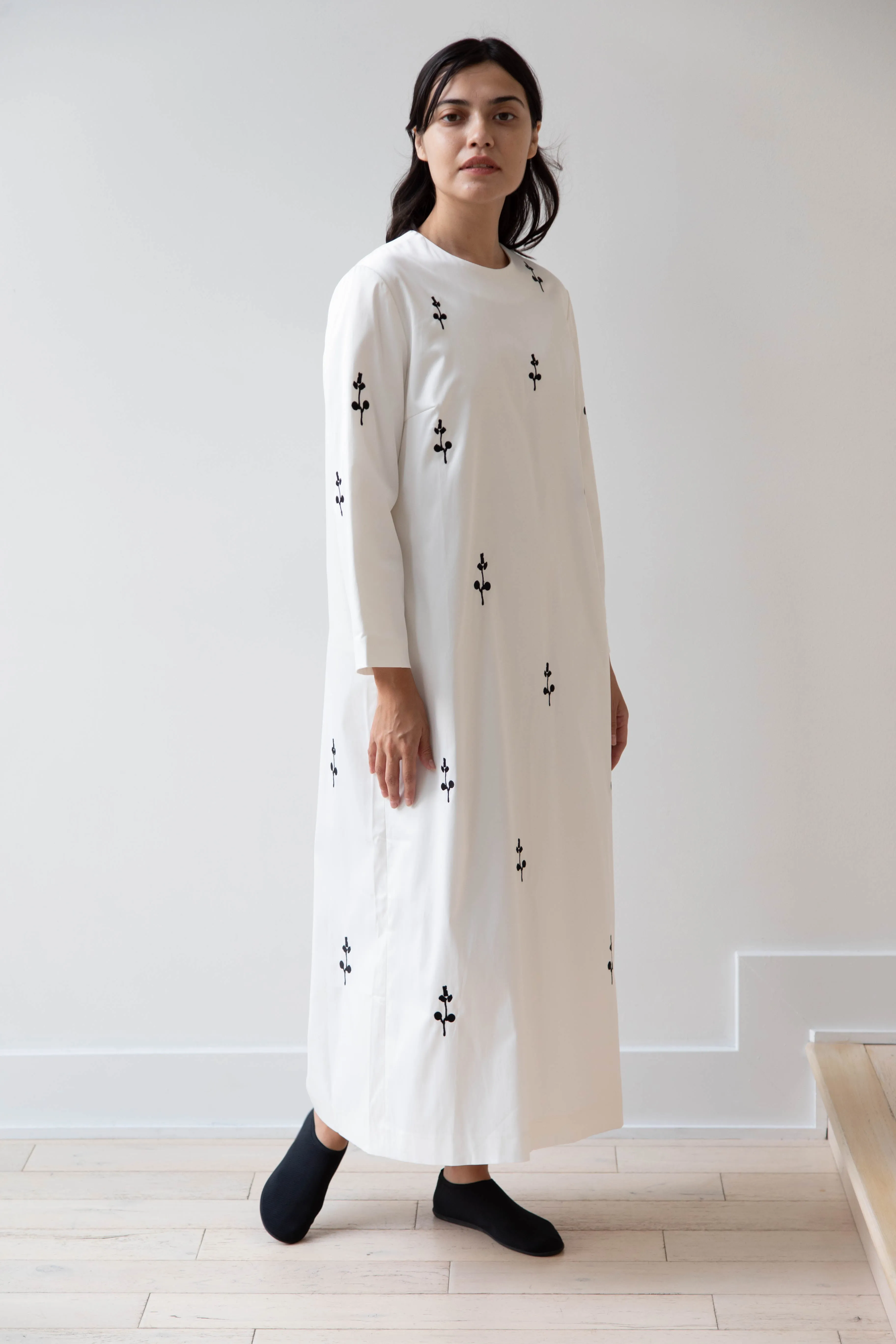 Delegan | Ivory Dress with Embroidery