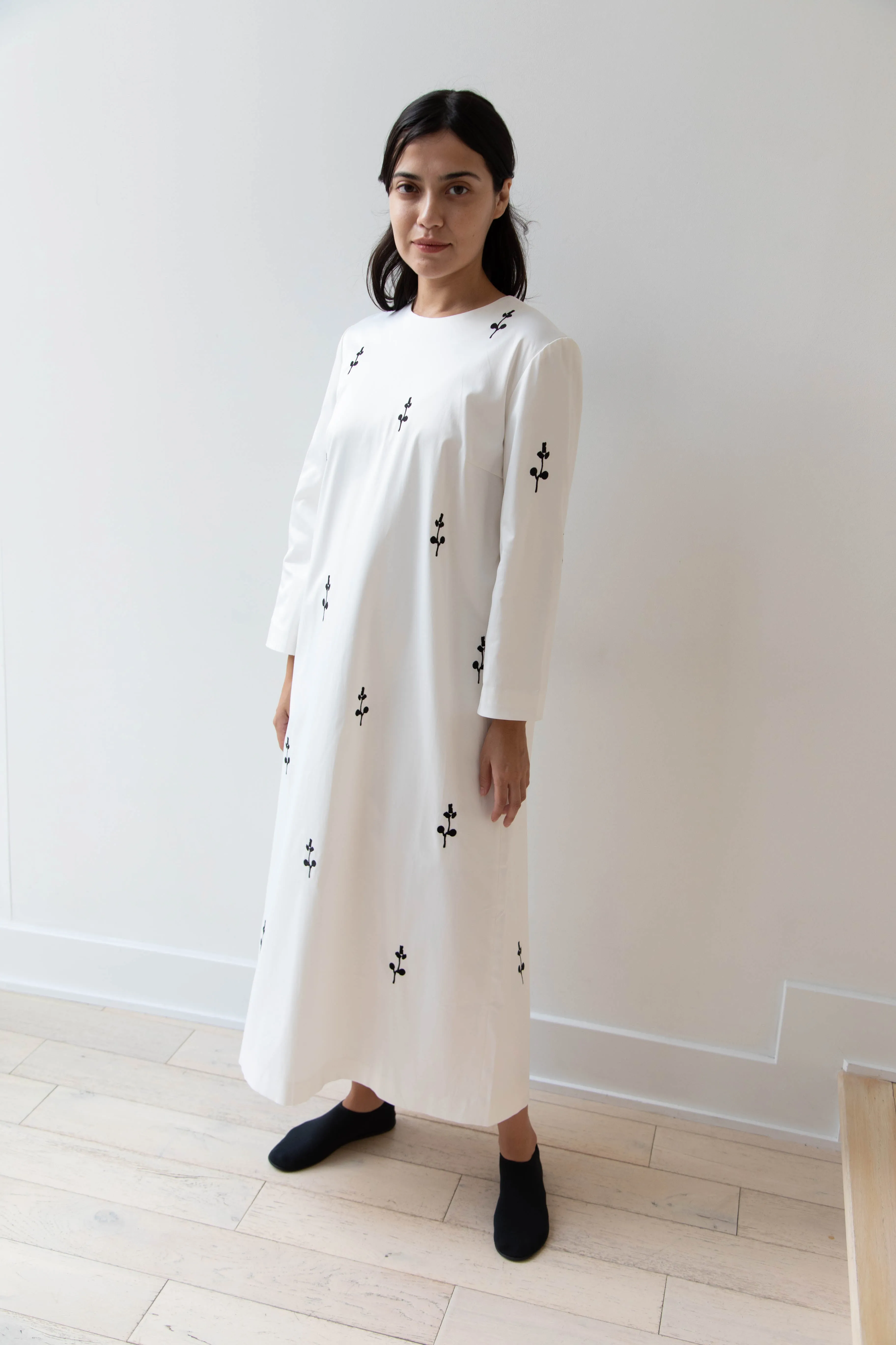 Delegan | Ivory Dress with Embroidery