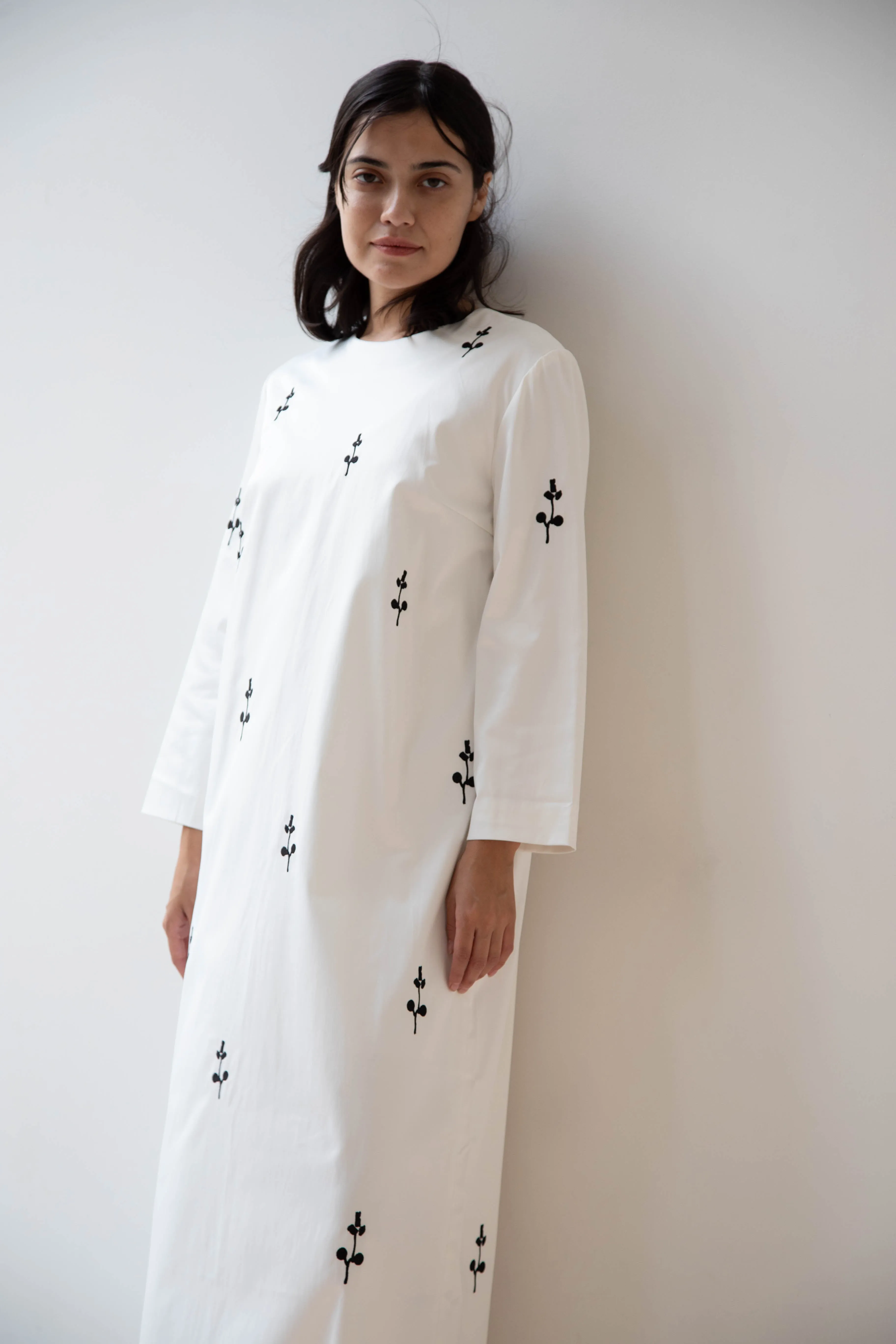 Delegan | Ivory Dress with Embroidery