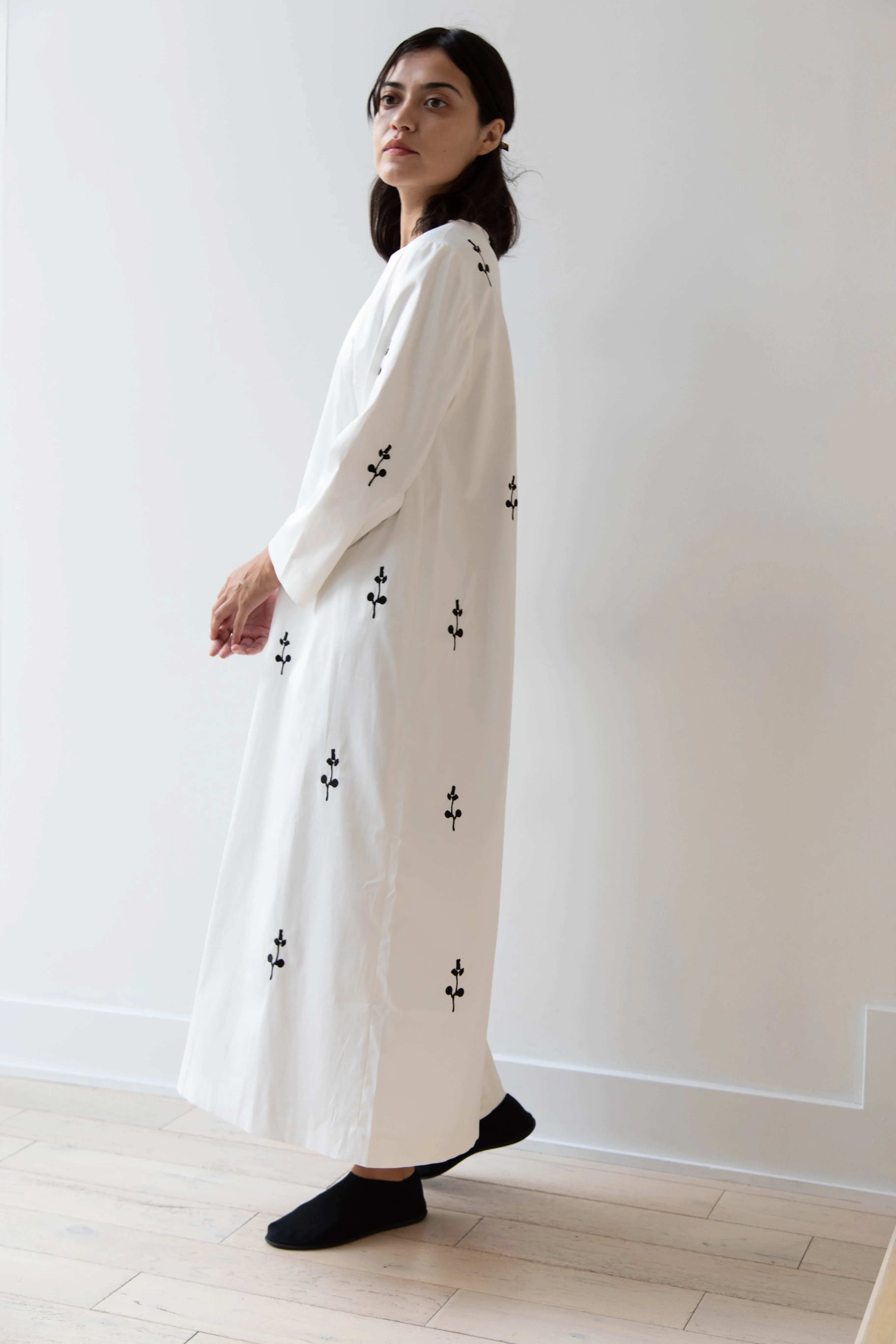 Delegan | Ivory Dress with Embroidery