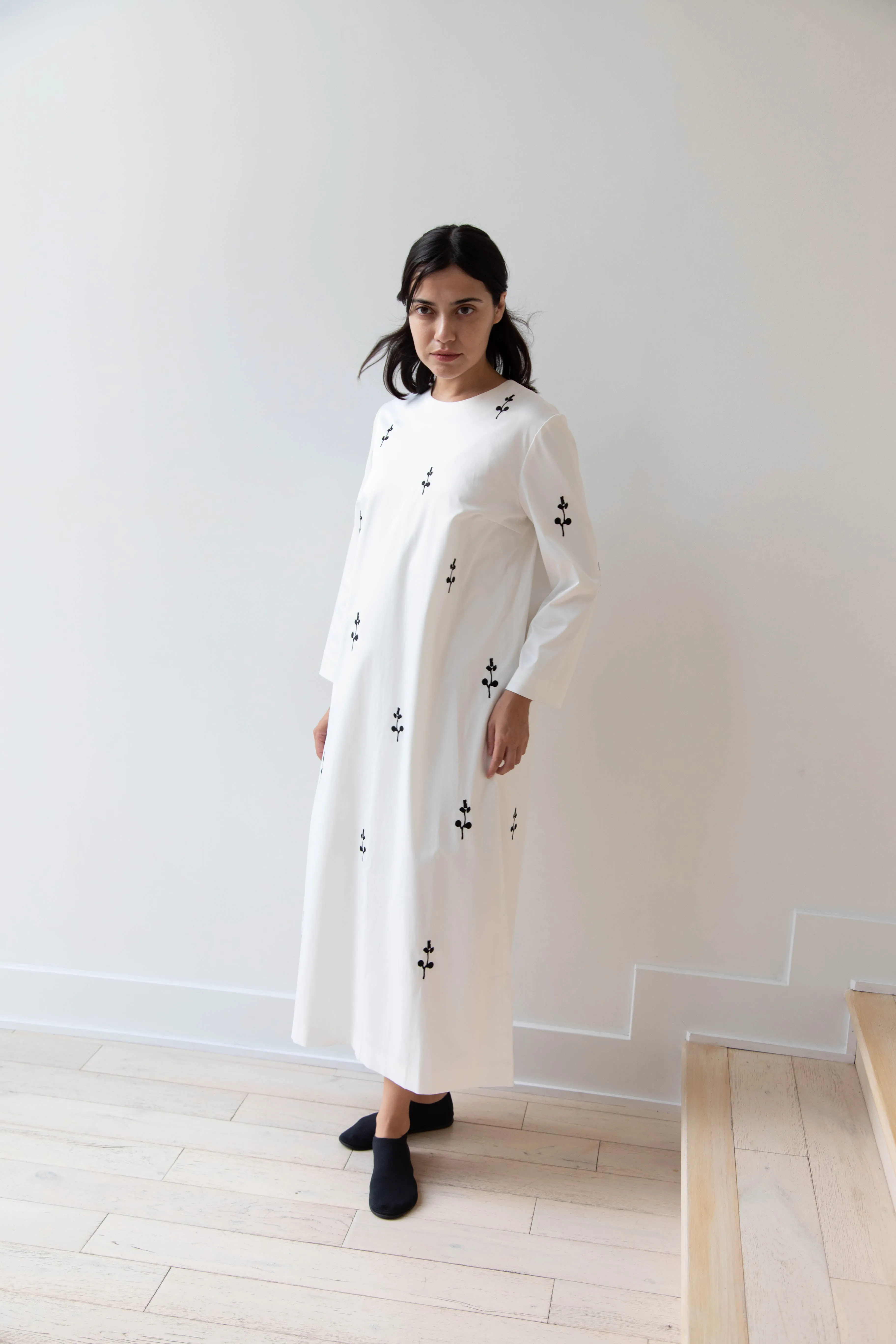 Delegan | Ivory Dress with Embroidery
