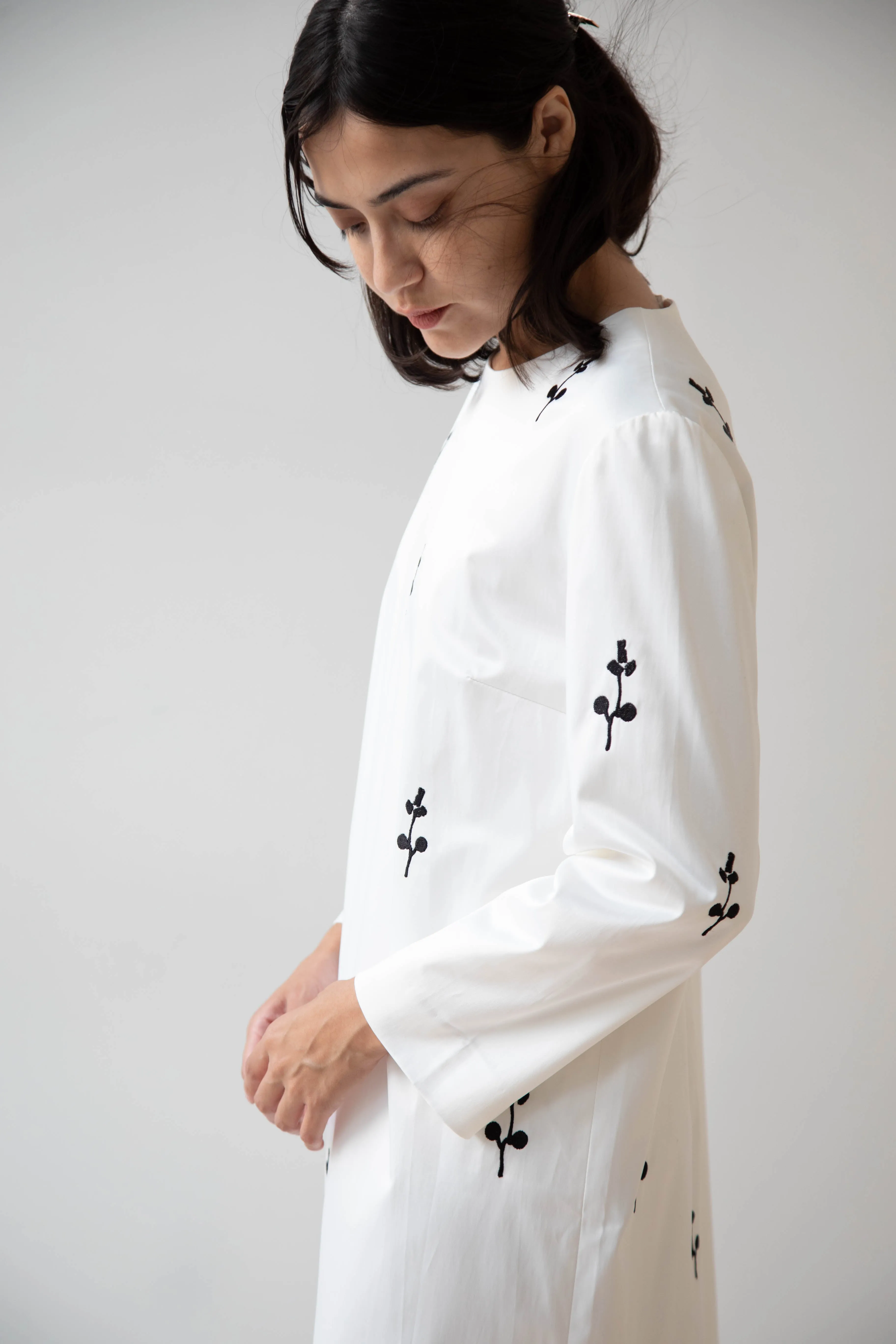 Delegan | Ivory Dress with Embroidery