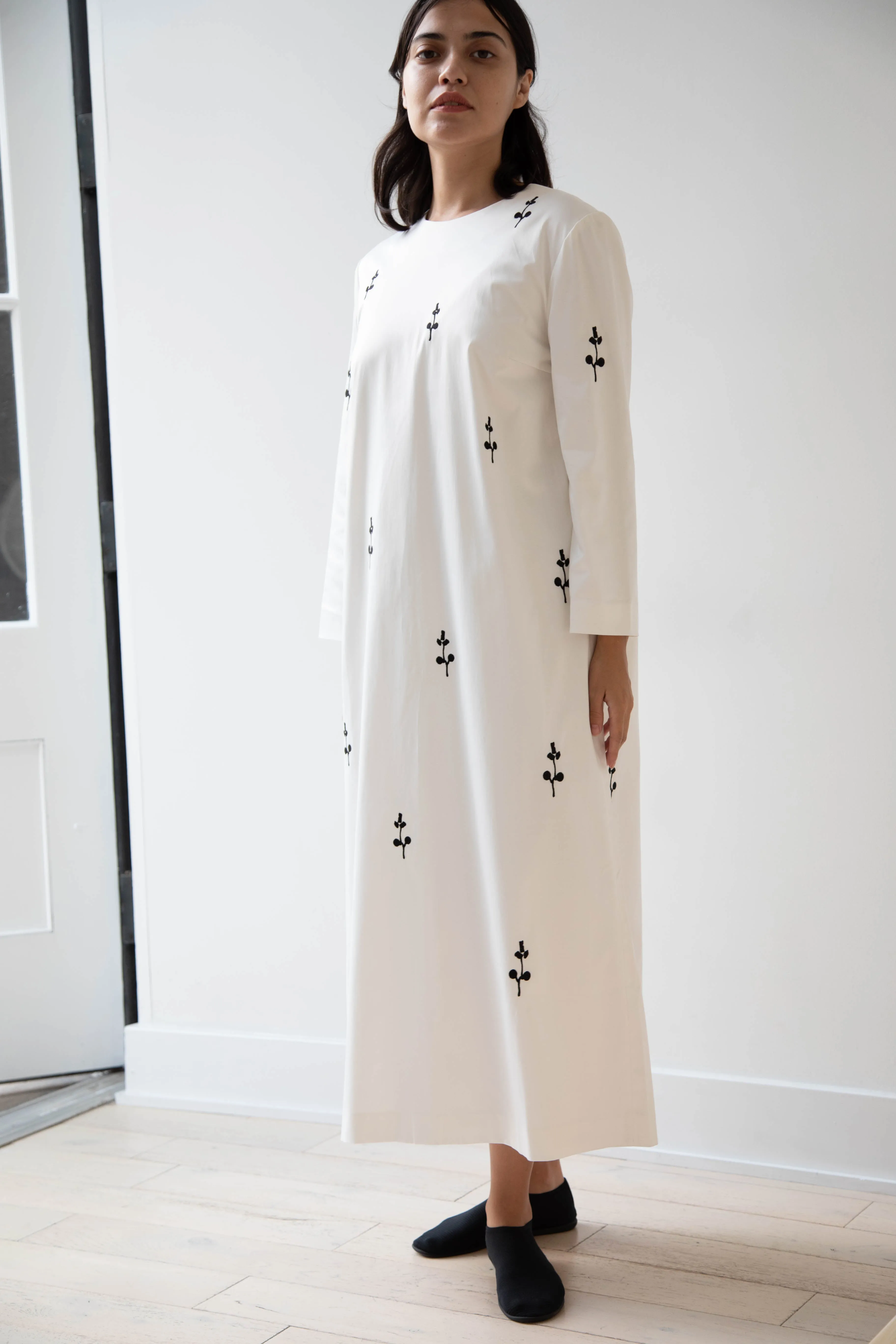 Delegan | Ivory Dress with Embroidery
