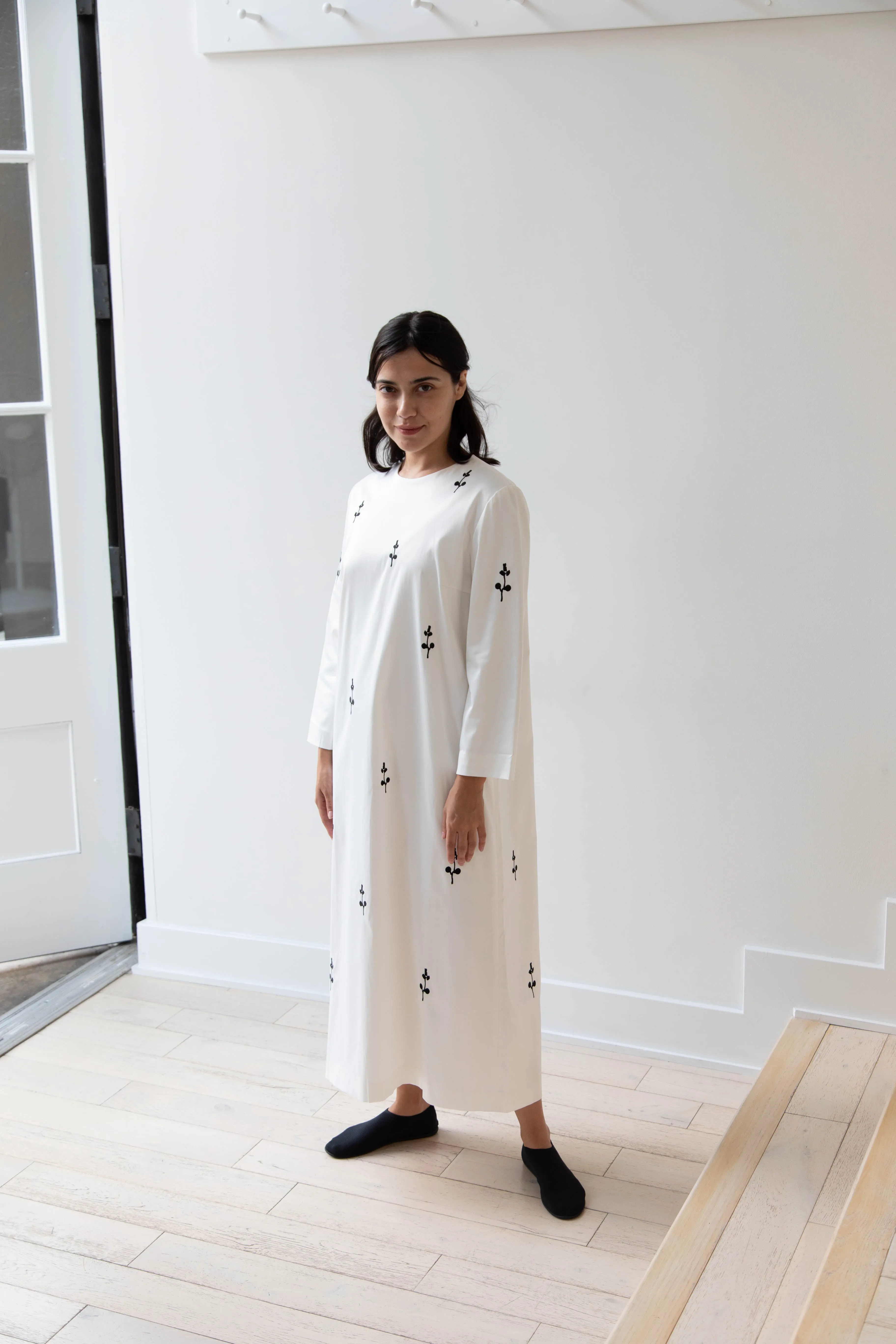Delegan | Ivory Dress with Embroidery