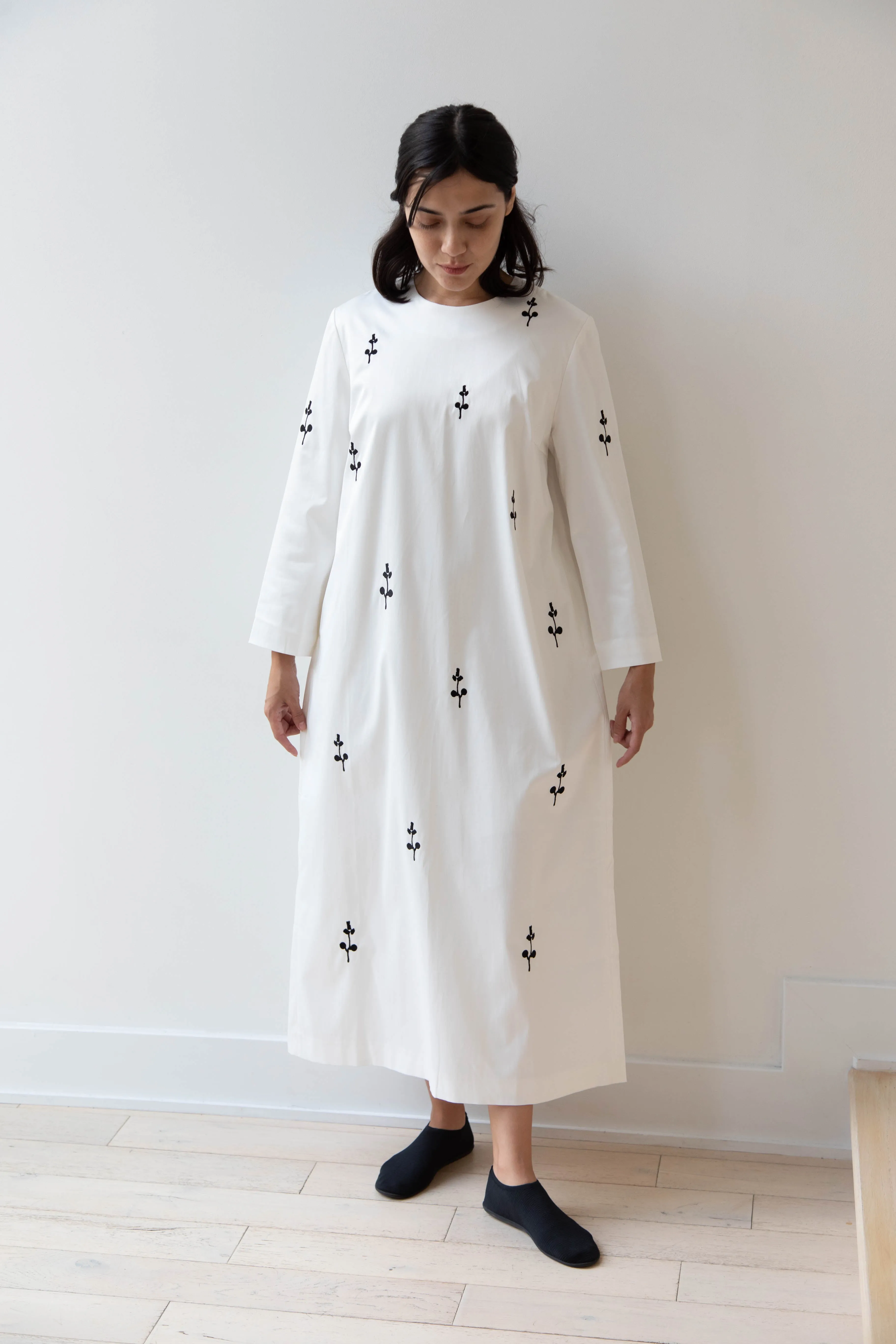 Delegan | Ivory Dress with Embroidery