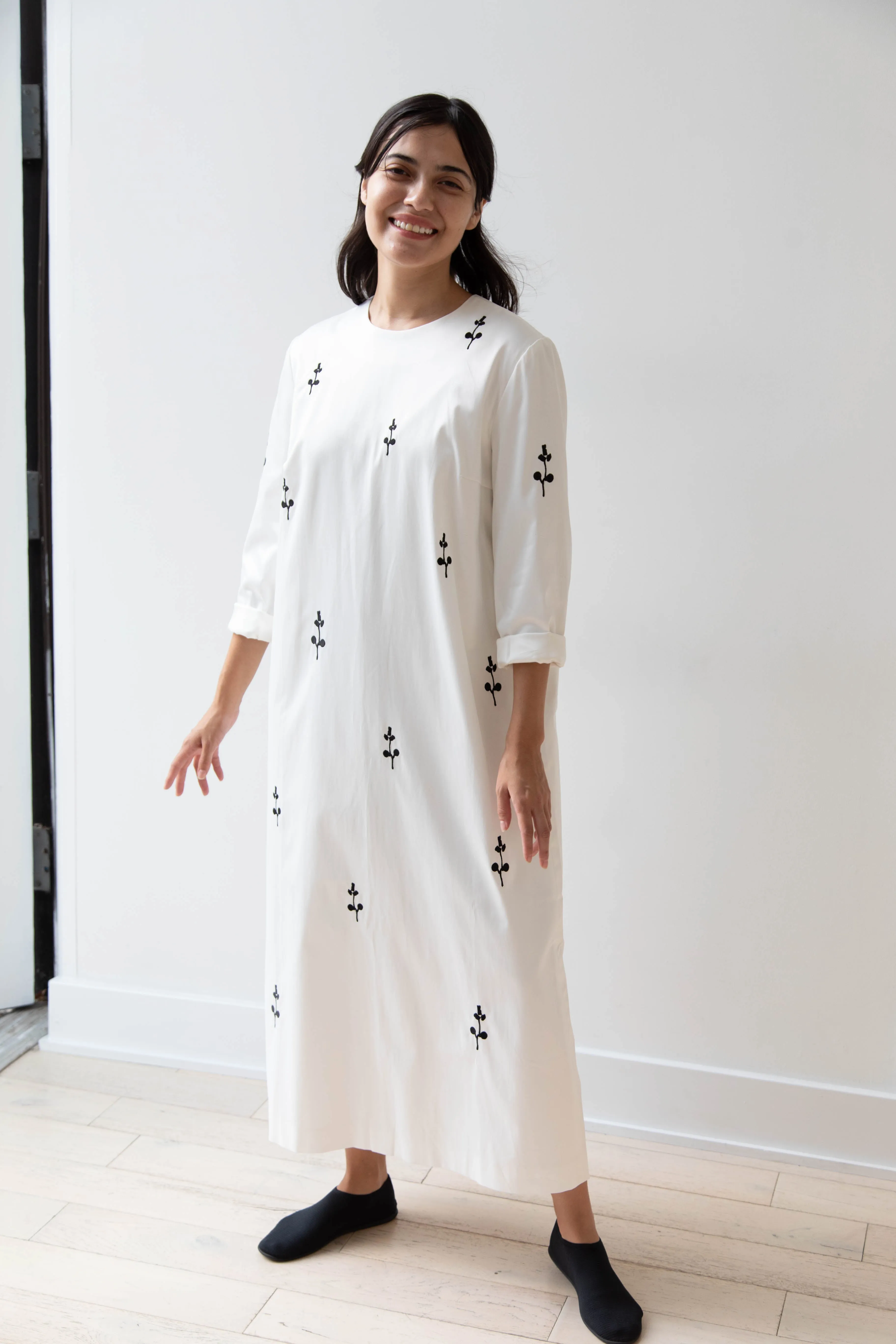 Delegan | Ivory Dress with Embroidery