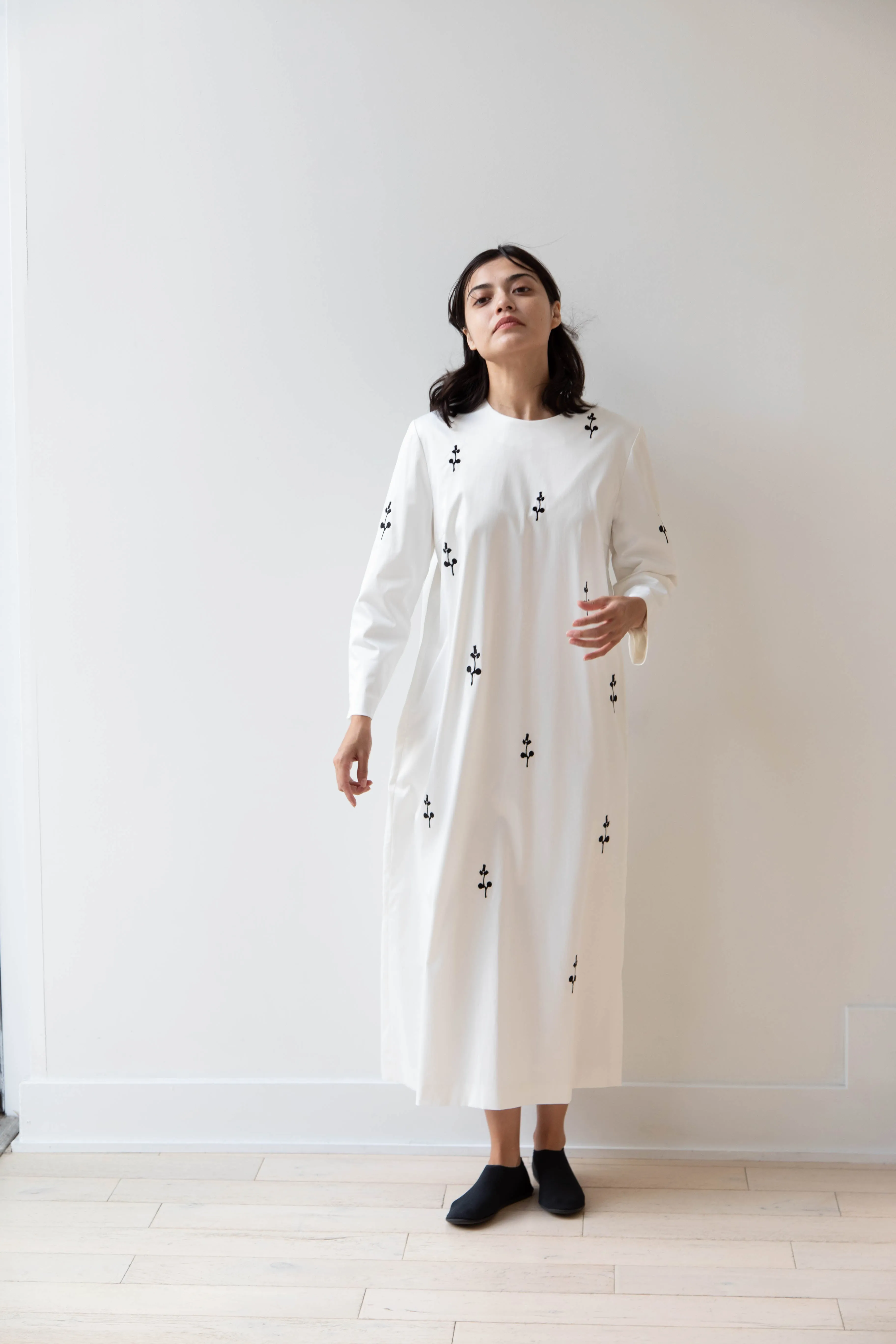 Delegan | Ivory Dress with Embroidery