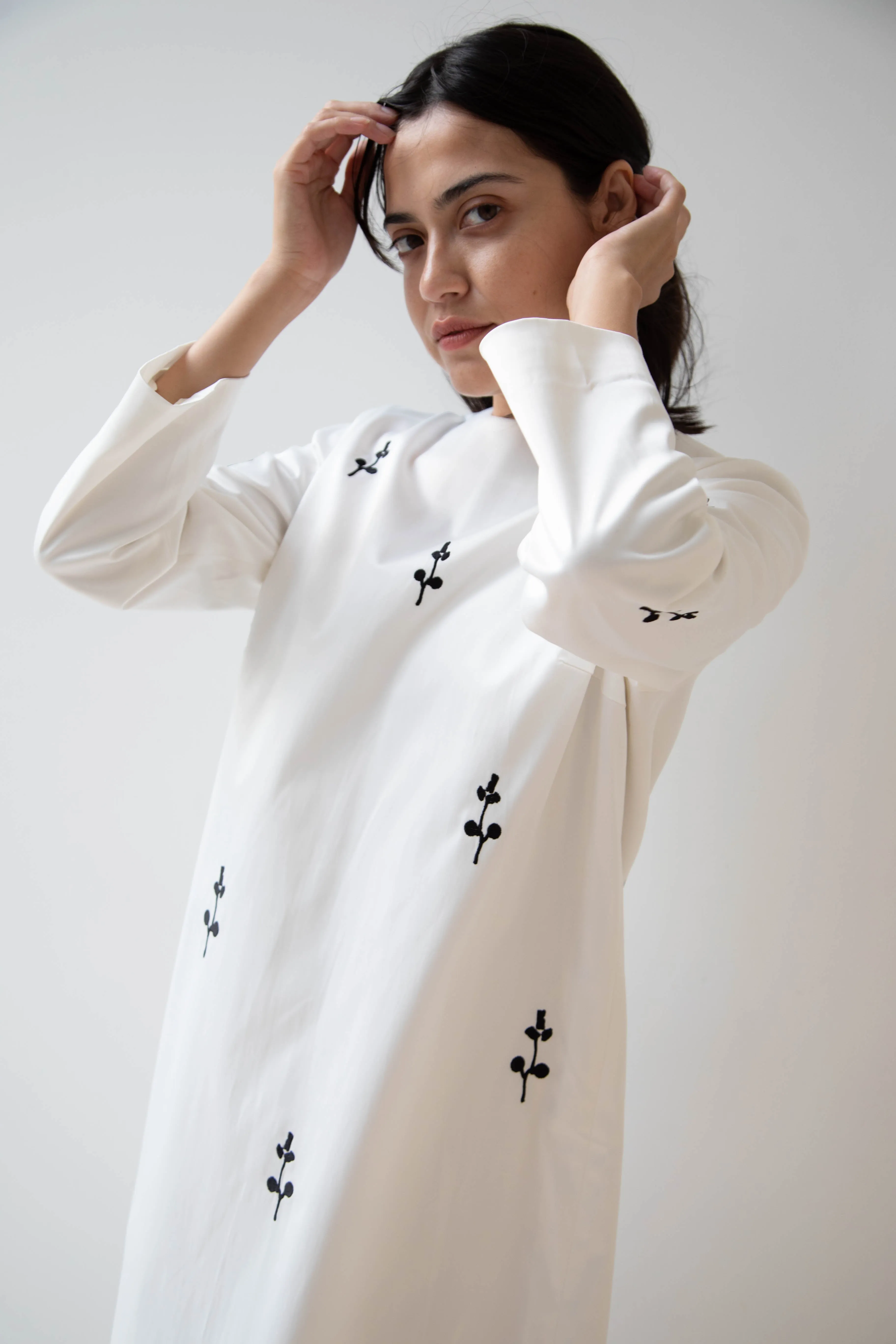 Delegan | Ivory Dress with Embroidery