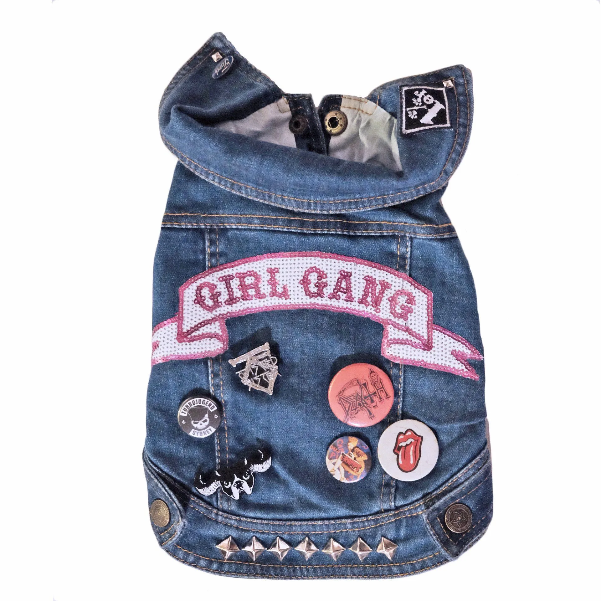 Denim Dog Vest - Girl Gang Patch