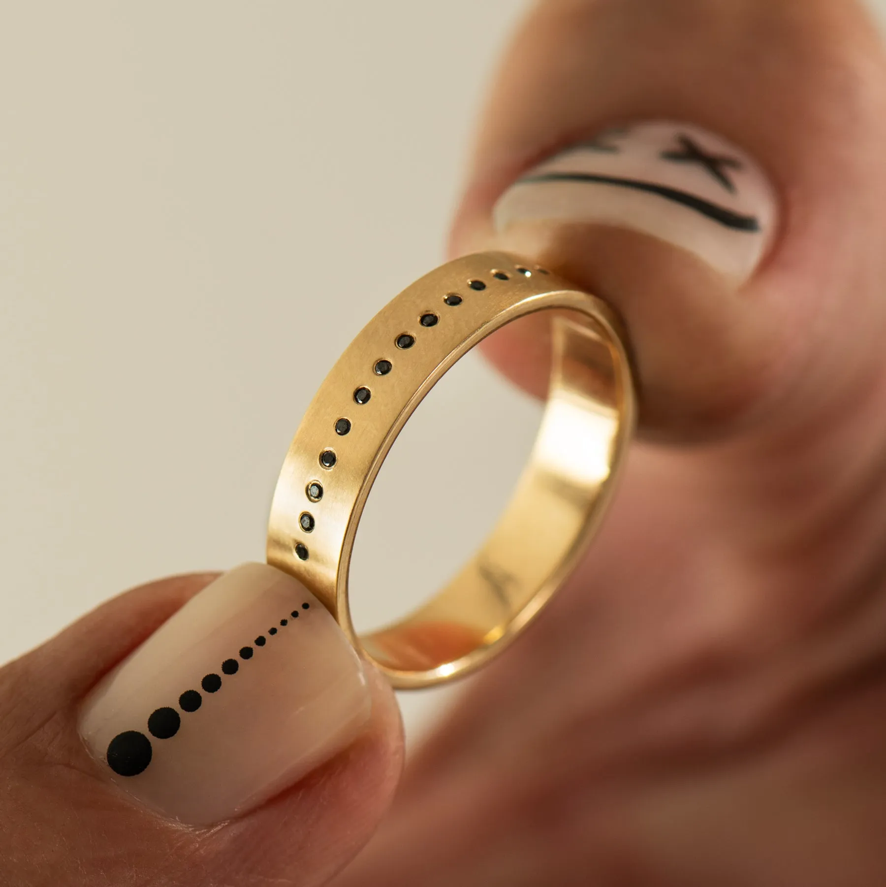 Dice Unisex Black Diamond Wedding Band Set