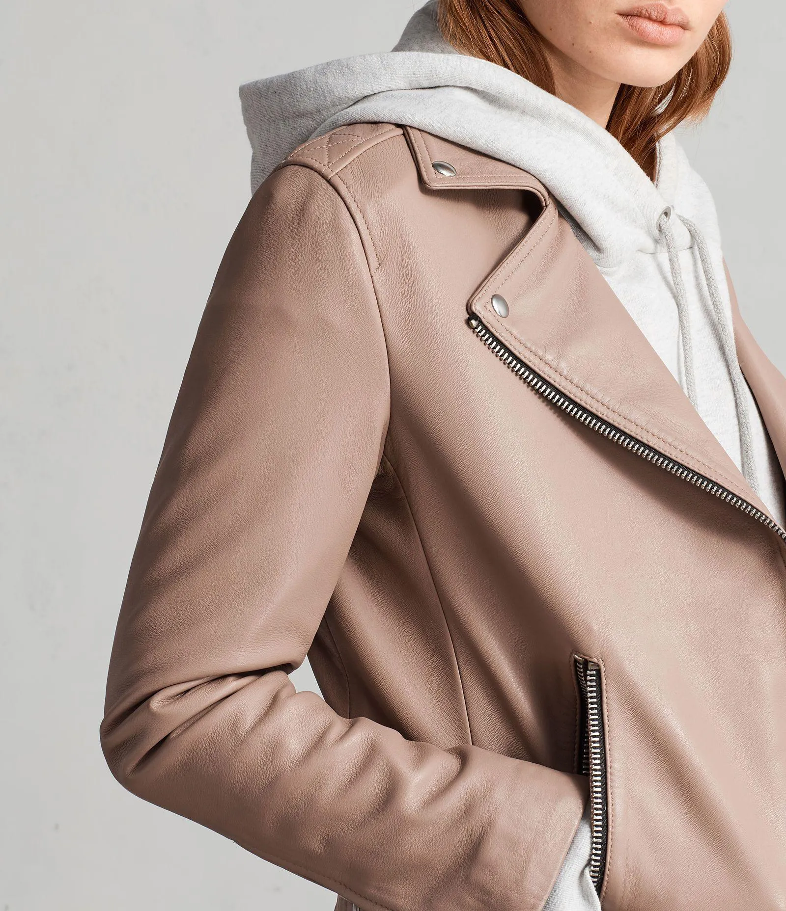 Emily Beige Motorcycle Leather Jacket