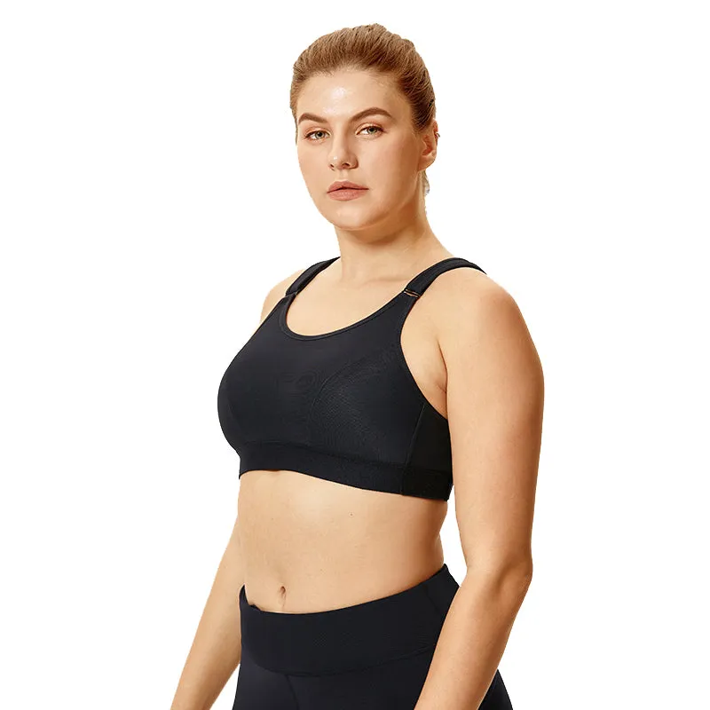 Front adjustable wireless full cup sports bra (size 34/75-46/105, B-G)