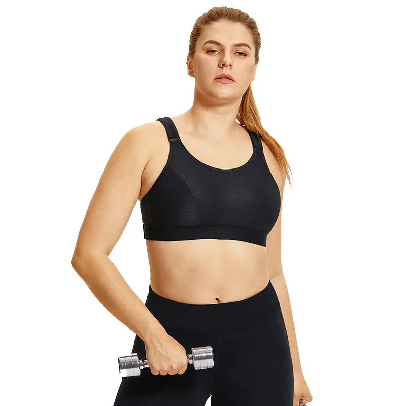 Front adjustable wireless full cup sports bra (size 34/75-46/105, B-G)