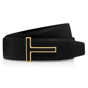 Grain Leather Insert Buckle T Belt