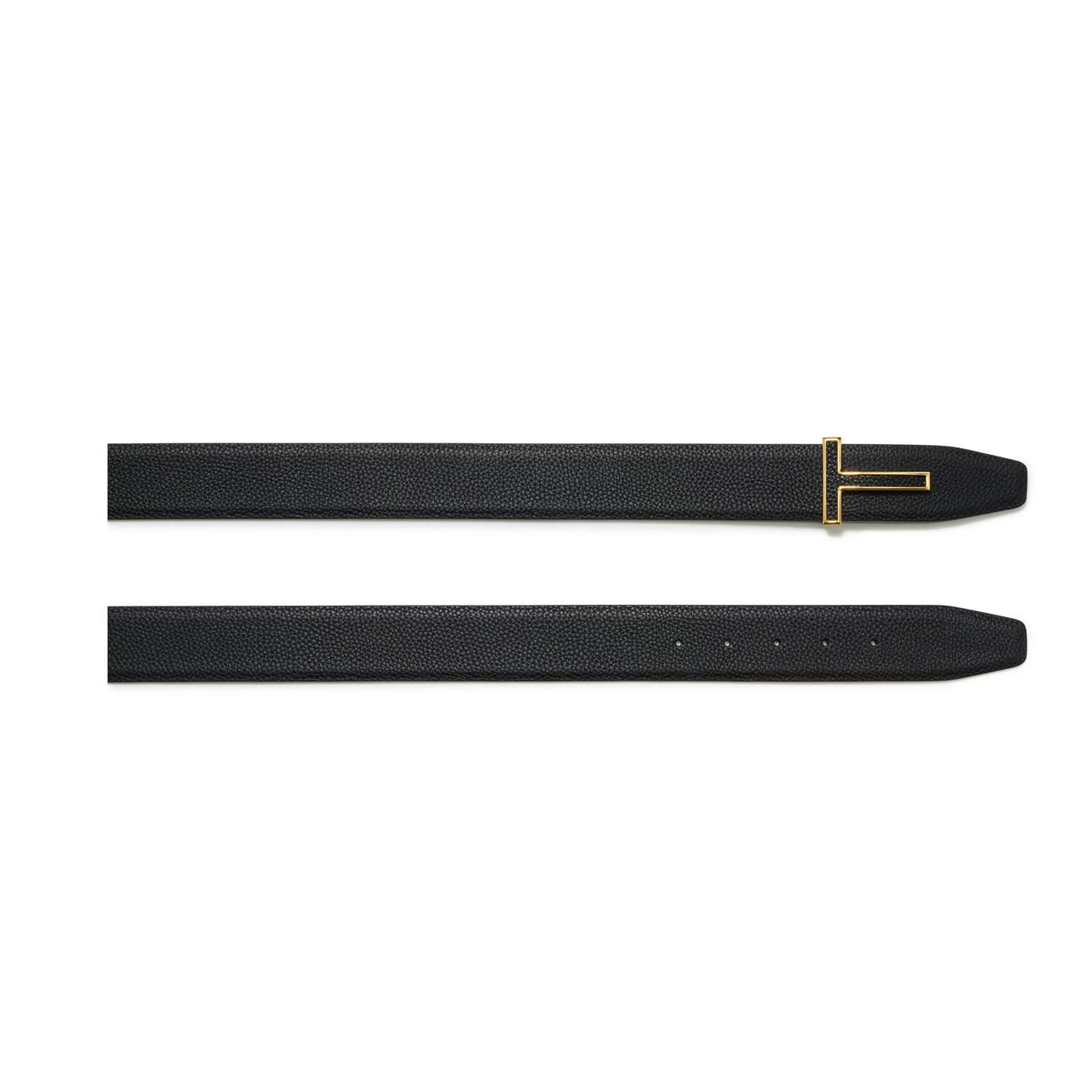 Grain Leather Insert Buckle T Belt