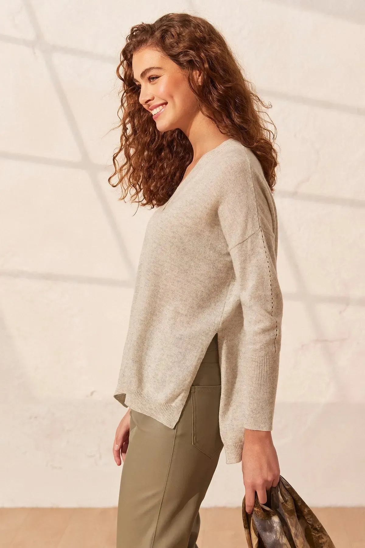 Gray Pure Cashmere Isabella Women's Tunic Sweater
