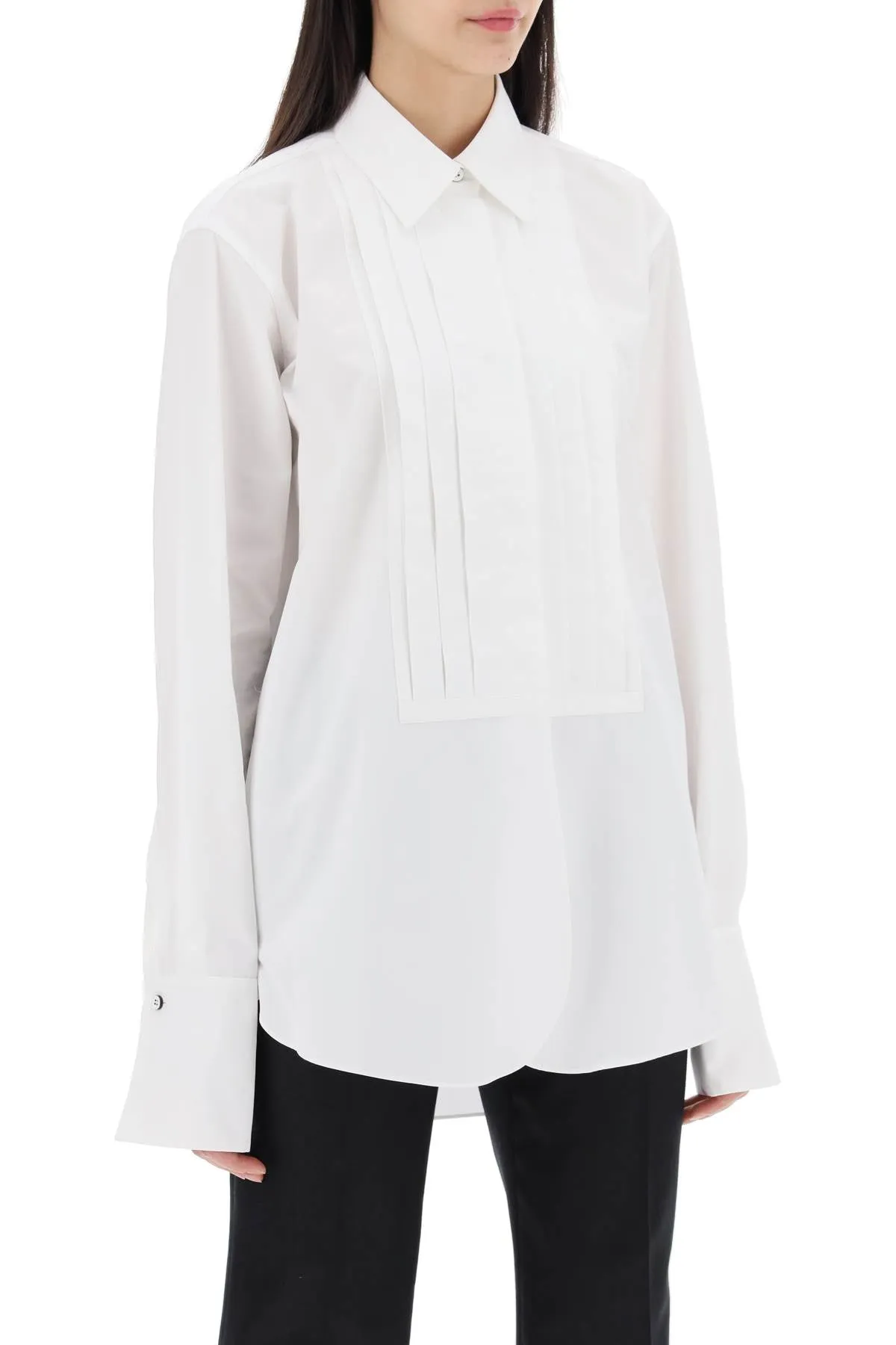 JIL SANDER pleated bib shirt with