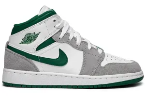 JORDAN 1 MID WHITE GREY PINE GREEN (GS)