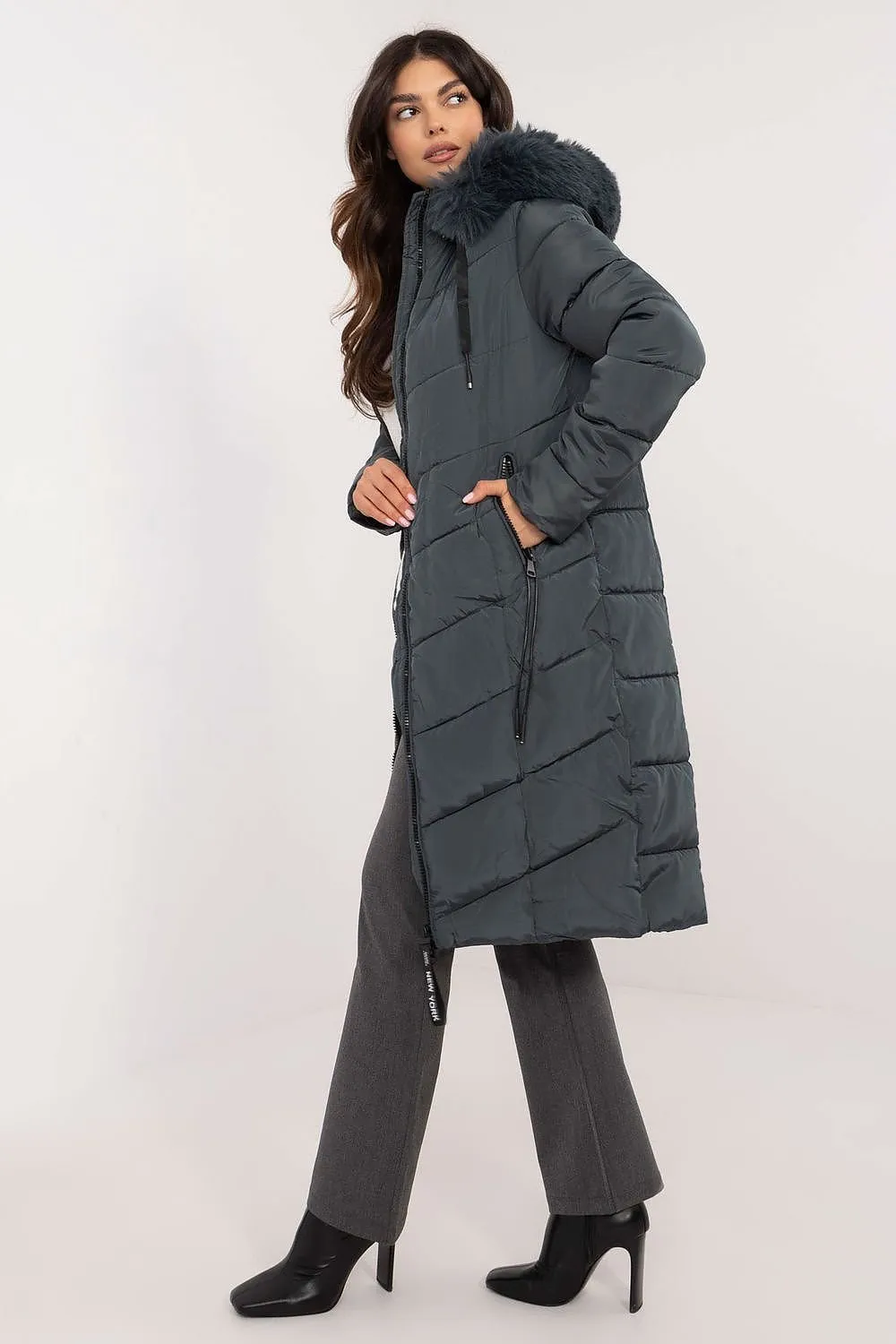 Knee Length Hooded Down Jacket