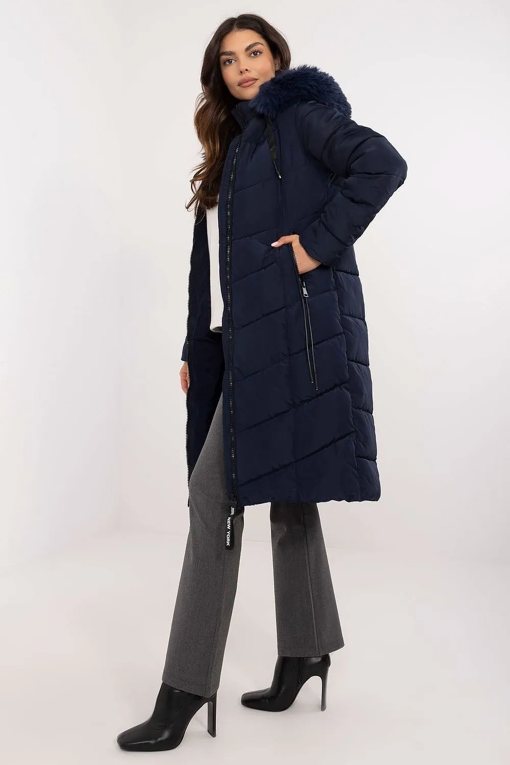 Knee Length Hooded Down Jacket